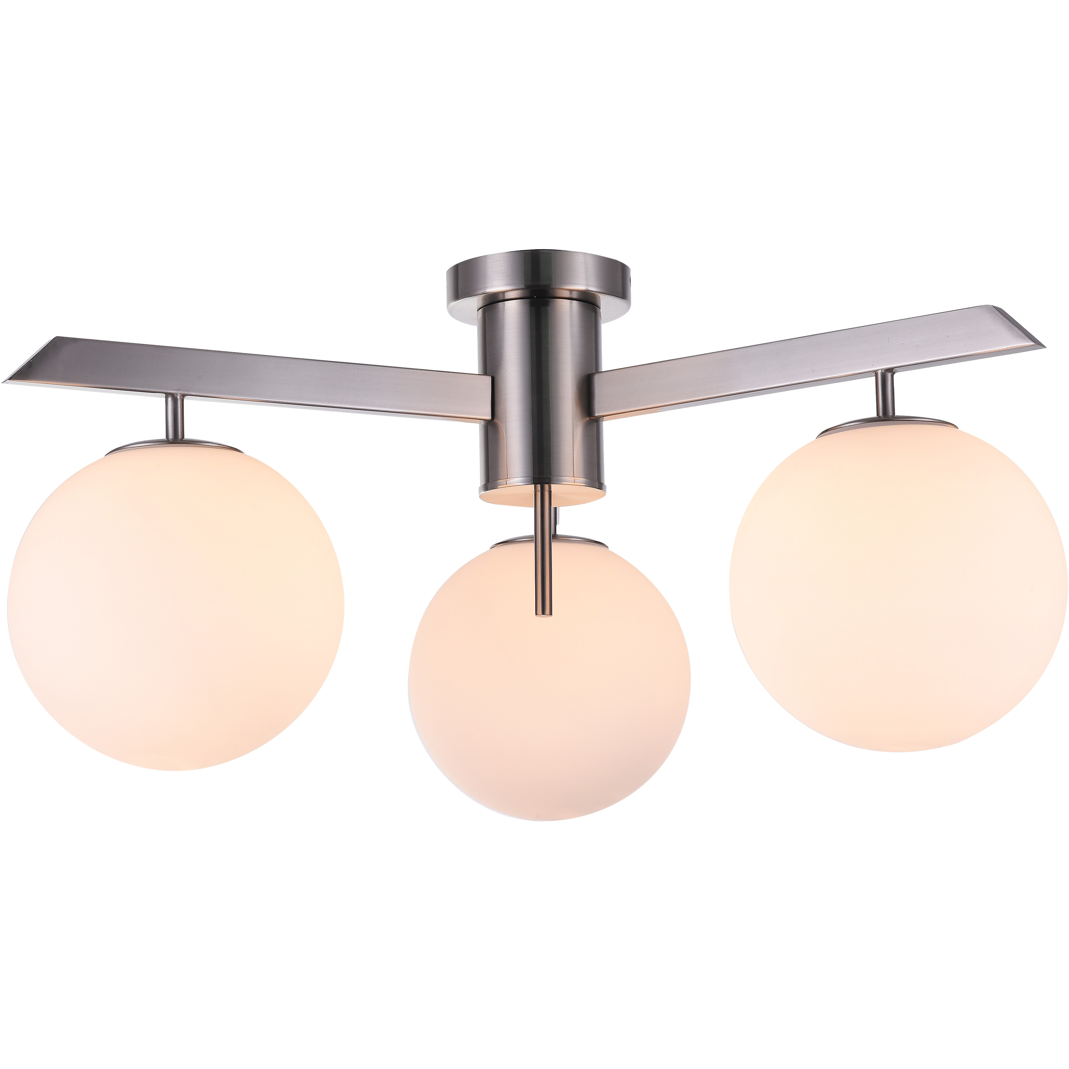 Canada 3 Light 28 inch Shiny Nickel Flush Mount Ceiling Light
