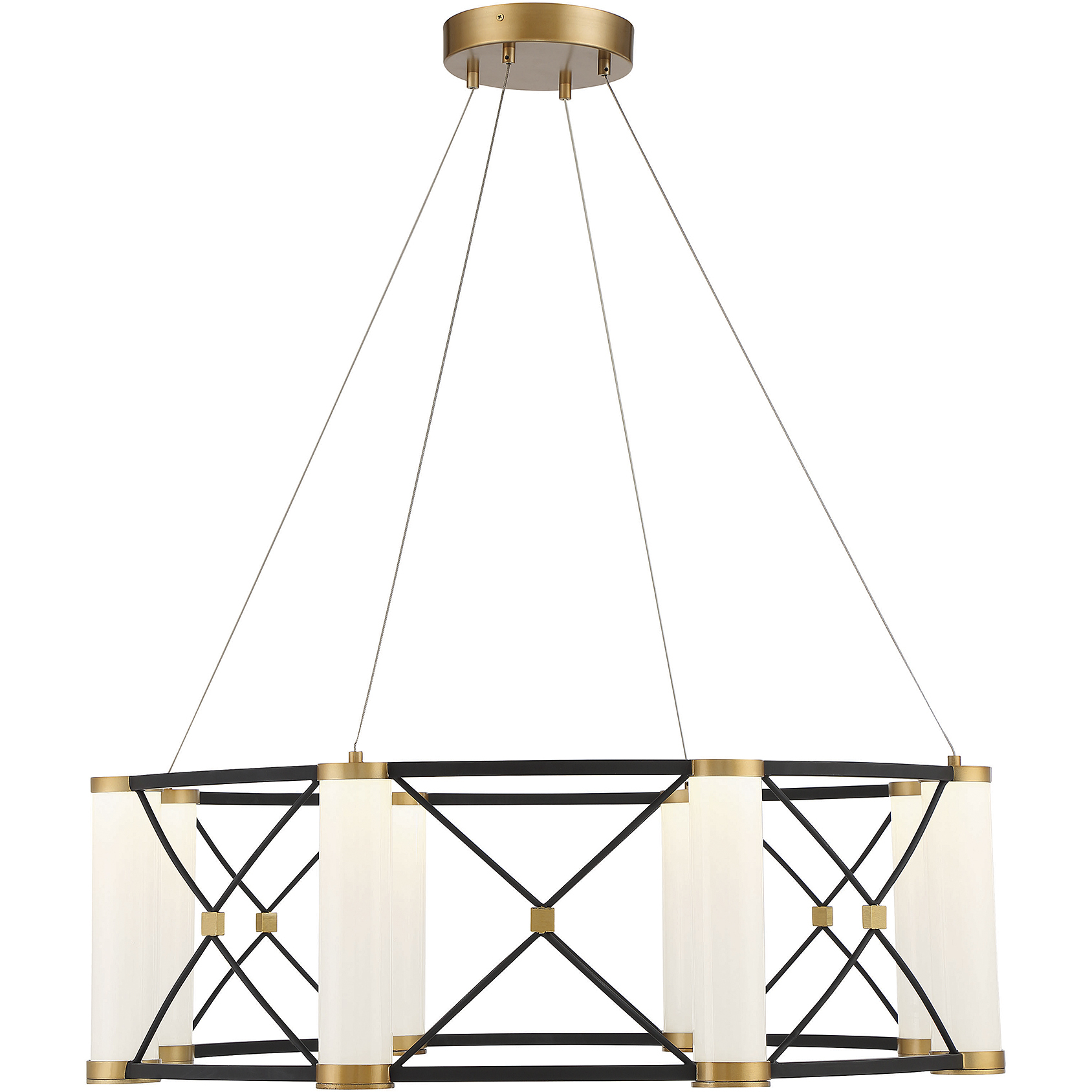 Aries LED 34 inch Matte Black with Burnished Brass Accents Pendant Ceiling Light