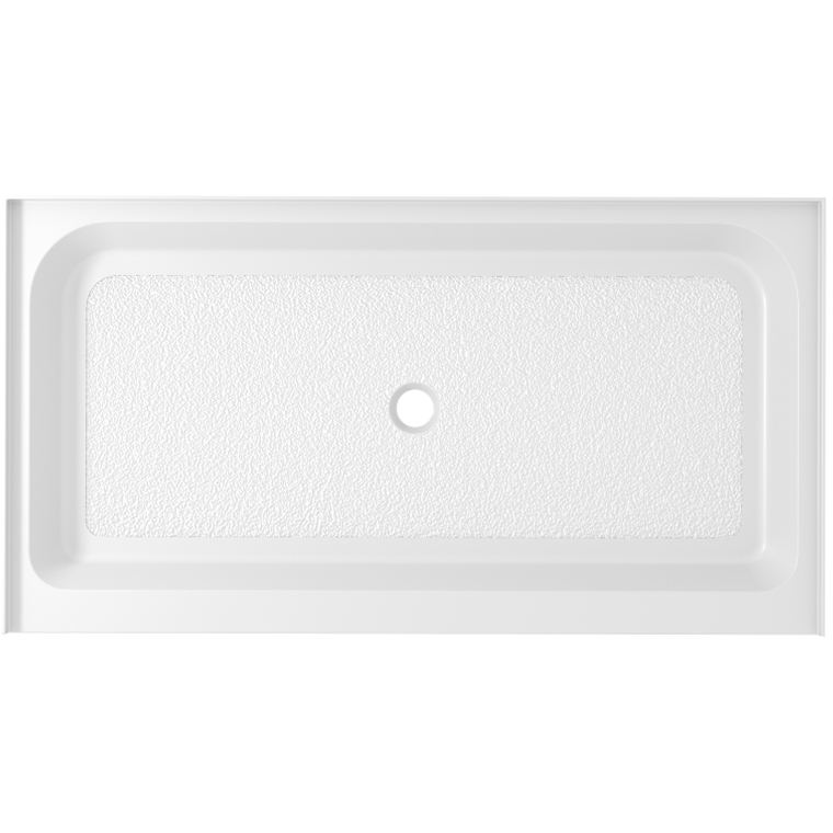 Laredo Glossy White Shower Base in 60 x 32 Center Drain