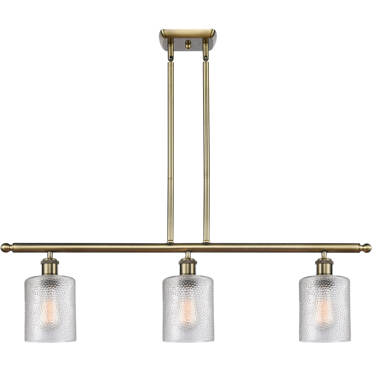 Ballston Cobbleskill 3 Light 36 inch Antique Brass Island Light Ceiling Light in Incandescent, Clear Glass, Ballston