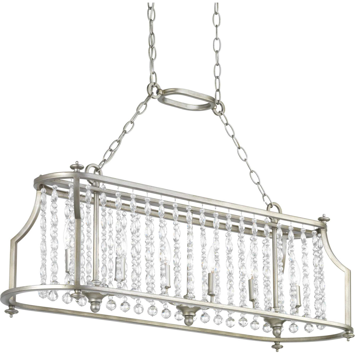 Desiree 6 Light 38 inch Silver Ridge Linear Chandelier Ceiling Light, Design Series