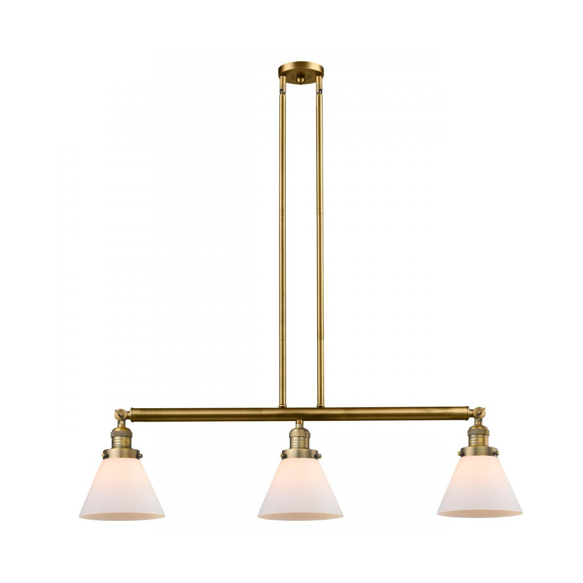Franklin Restoration Large Cone LED 40 inch Brushed Brass Island Light Ceiling Light in Matte White Glass, Franklin Restoration