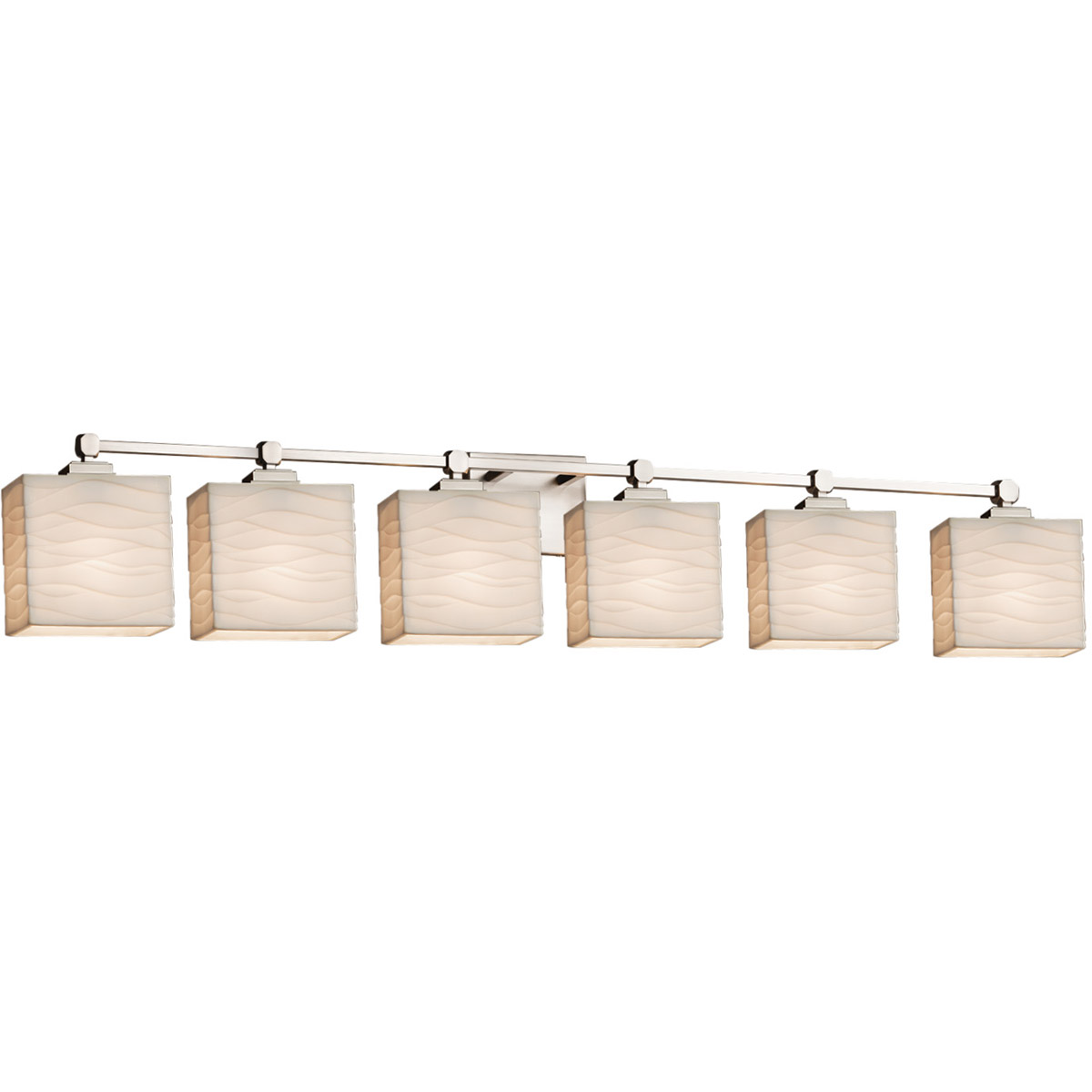 Porcelina 6 Light 50.5 inch Brushed Nickel Vanity Light Wall Light in Waves, Incandescent
