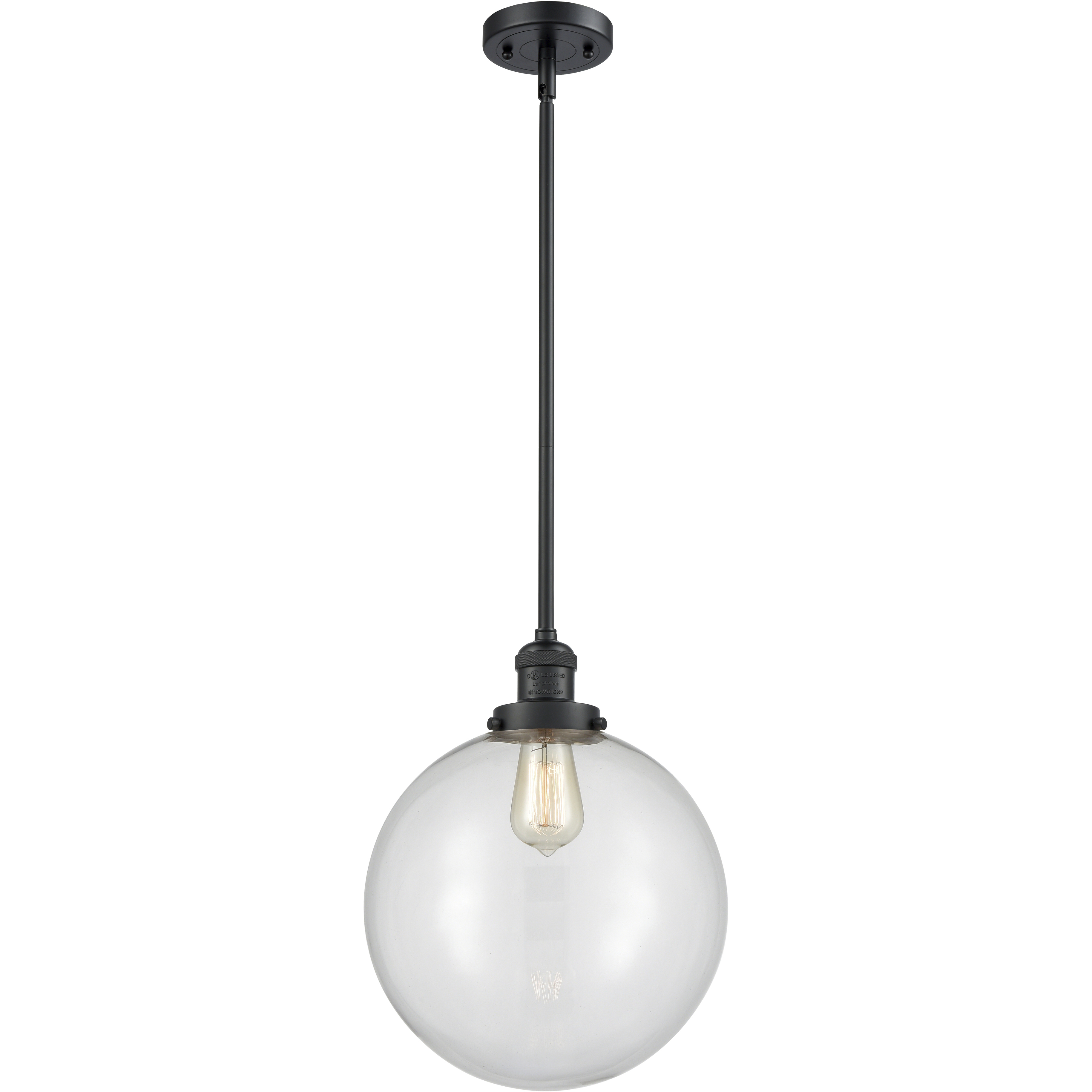 Franklin Restoration Beacon LED 12 inch Matte Black Mini Pendant Ceiling Light in Clear, Franklin Restoration
