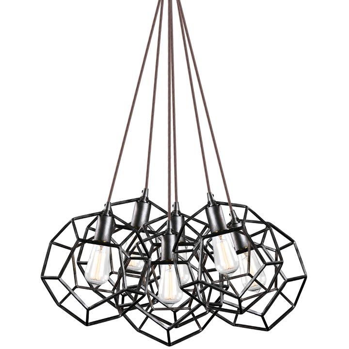Geometry Series 6 Light 25 inch Rusty Black Pendant Ceiling Light