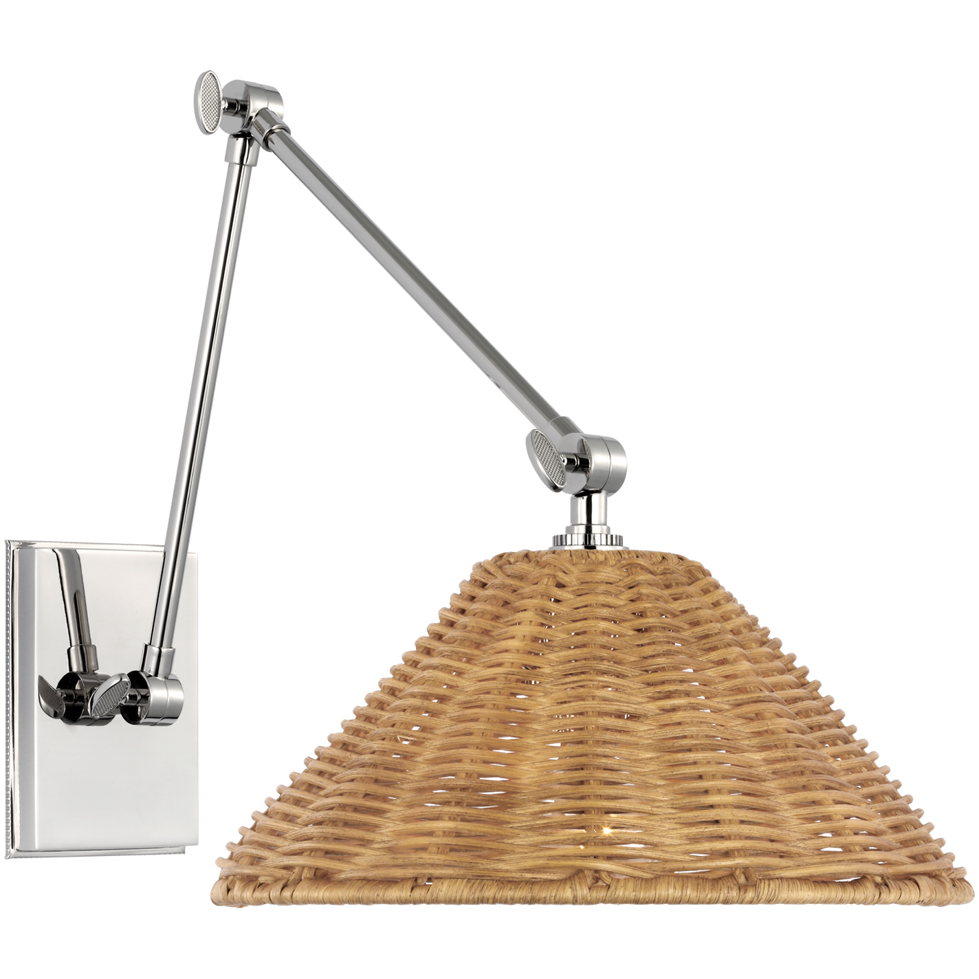 Marie Flanigan Wimberley 15 inch 5.5 watt Polished Nickel Double Library Wall Light in Natural Wicker