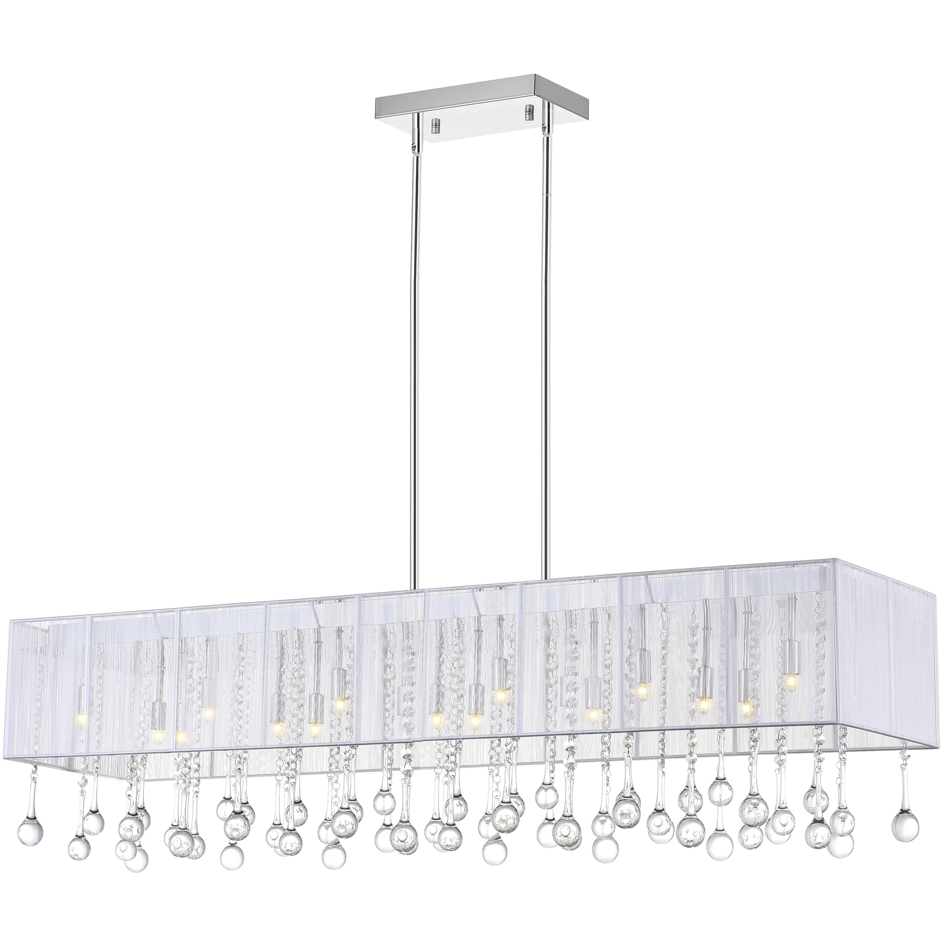 Water Drop 17 Light 48 inch Chrome Island/Pool Table Light Ceiling Light in White / Clear