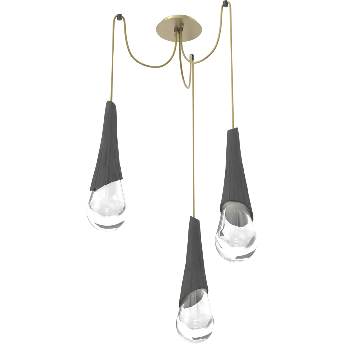 Hailstone LED 13.6 inch Gilded Brass with Charcoal Swag Multi-Pendant Ceiling Light