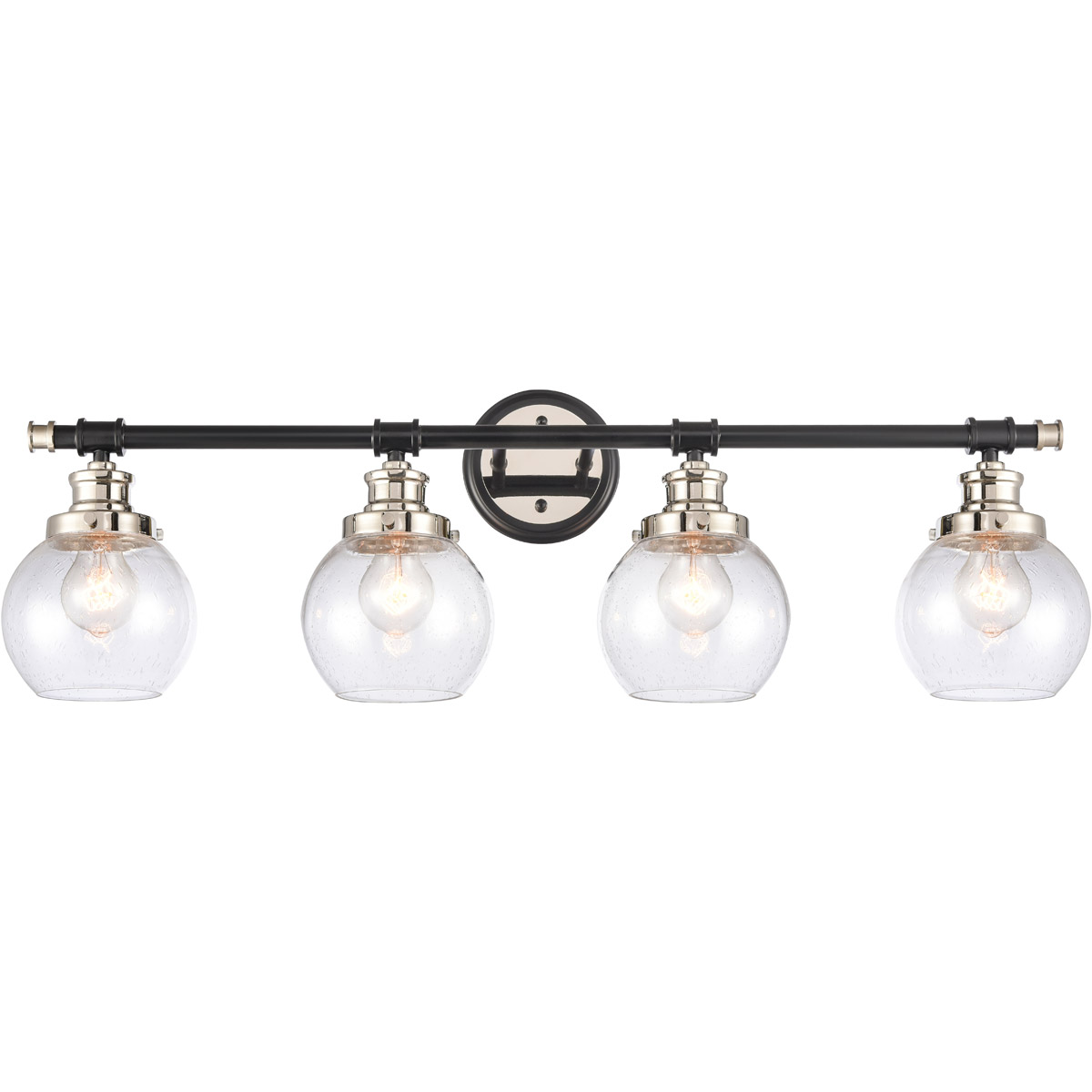 Saybrook 2 Light 33.25 inch Black Polished Nickel Bath Vanity Light Wall Light in Seedy Glass