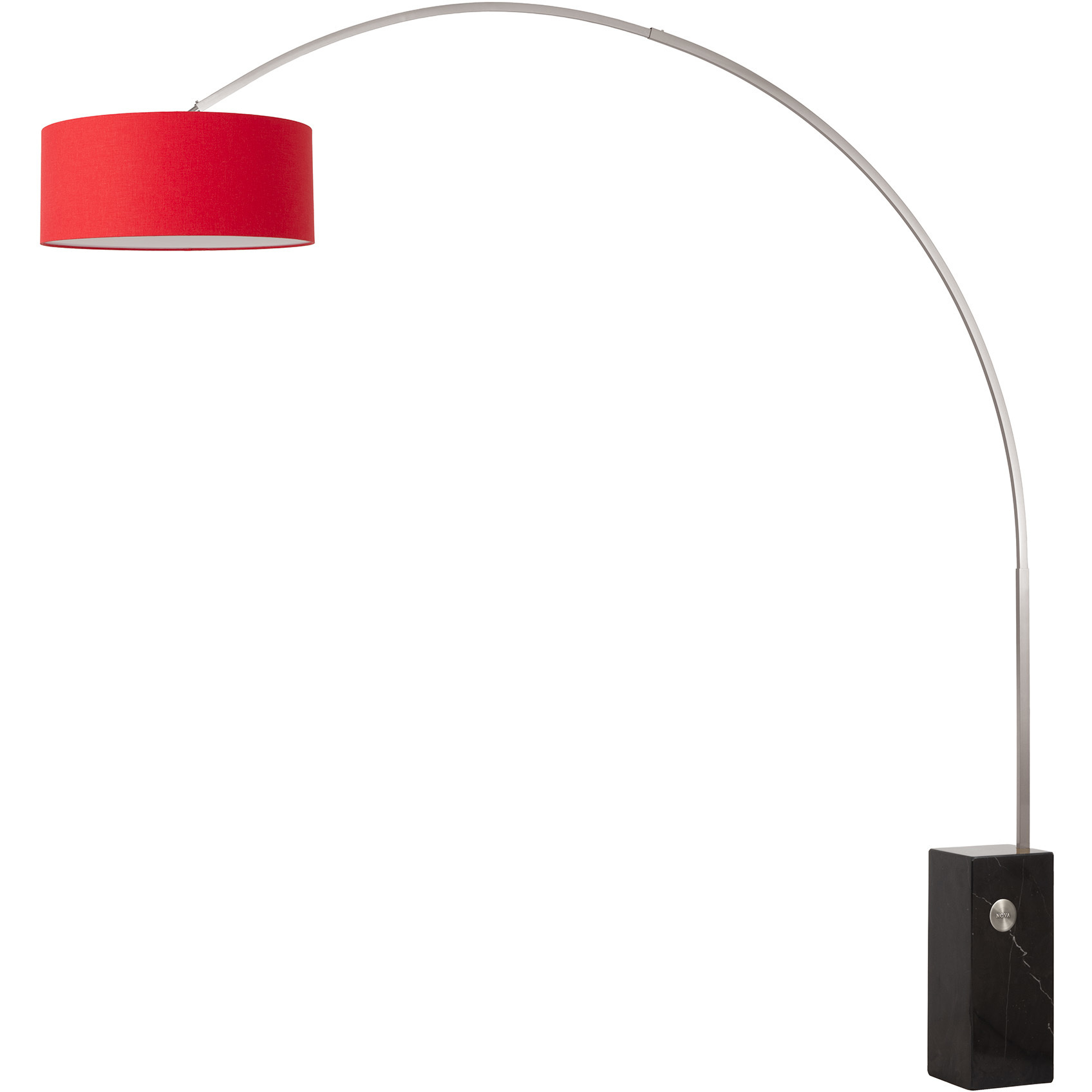 Iconic 95 inch 14 watt Satin Nickel and Black Arc Floor Lamp Portable Light in Crimson Red Linen