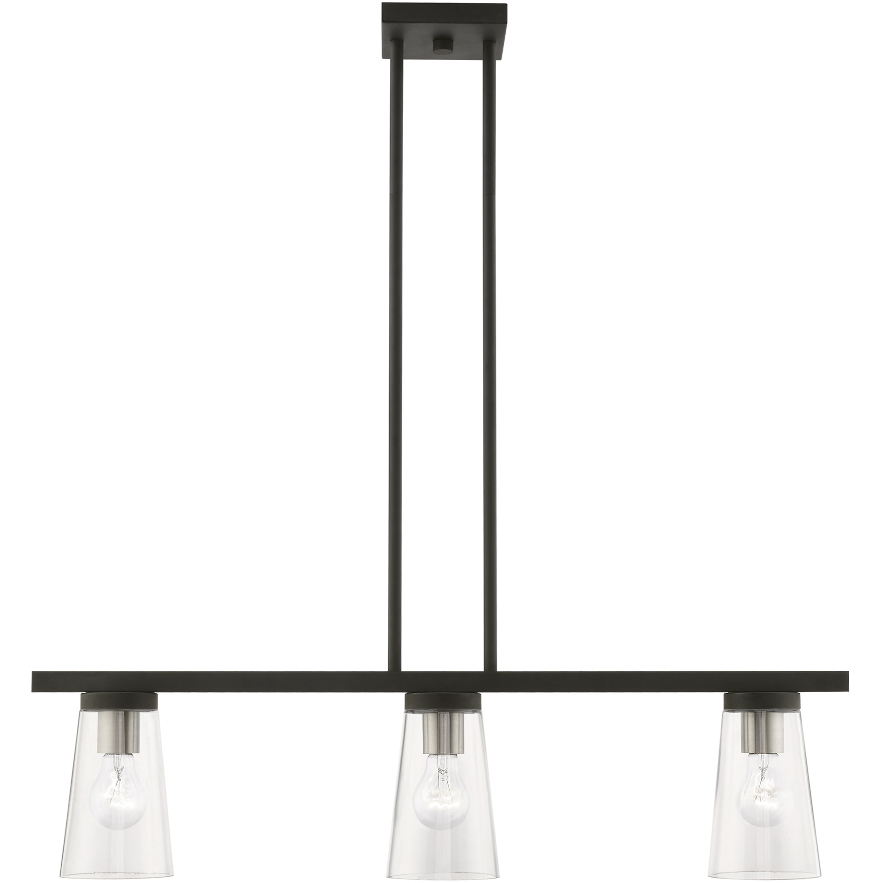 Cityview 3 Light 30 inch Black with Brushed Nickel Accents Linear Chandelier Ceiling Light