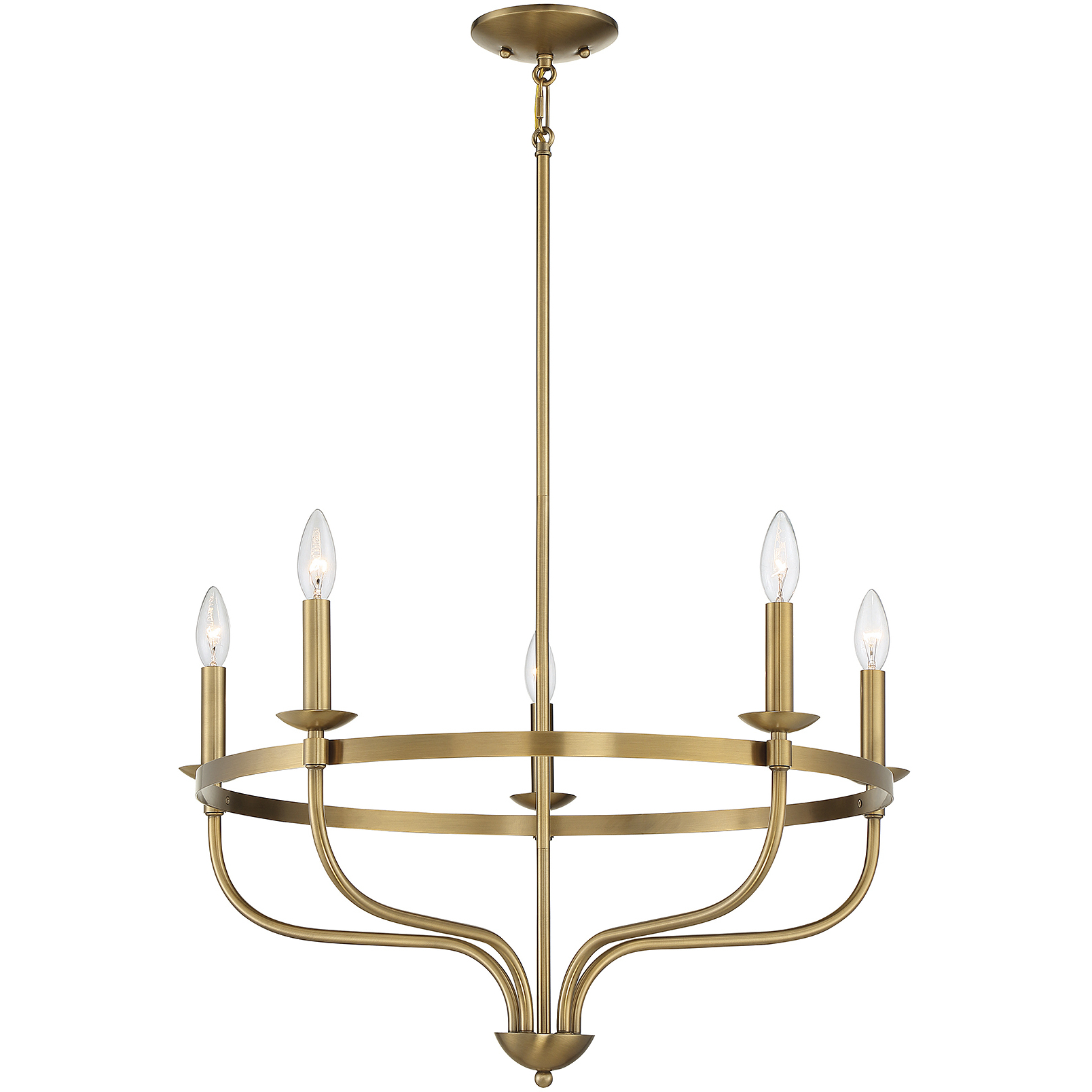 Transitional 5 Light 26.63 inch Natural Brass Chandelier Ceiling Light