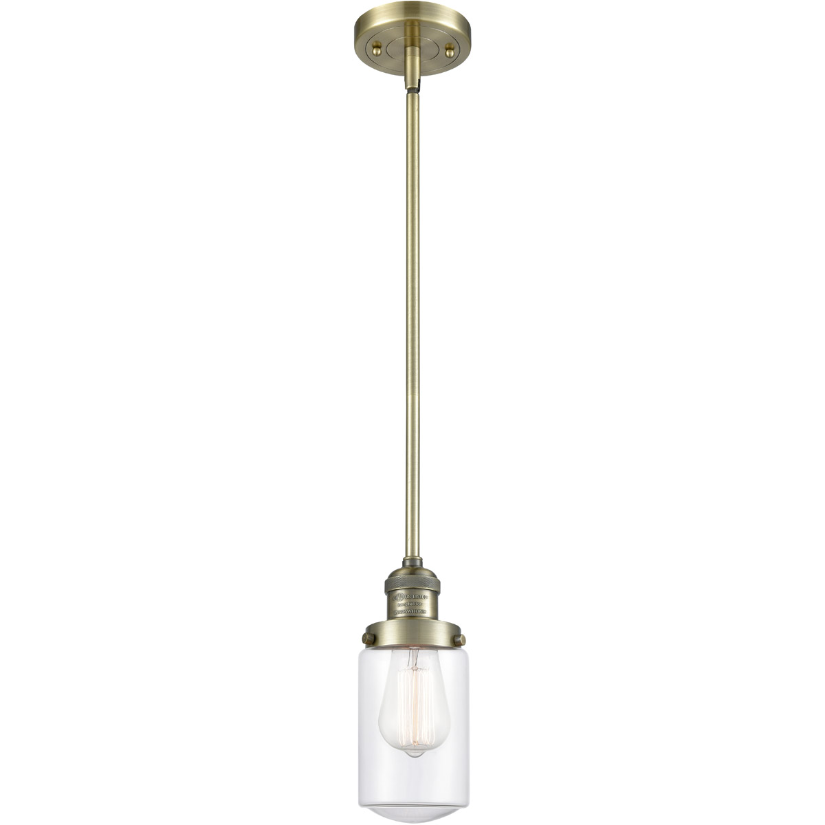 Franklin Restoration Dover LED 5 inch Antique Brass Mini Pendant Ceiling Light in Clear Glass, Franklin Restoration