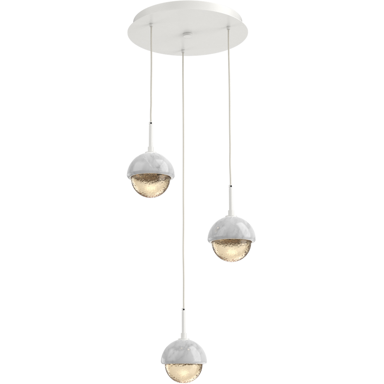 Cabochon LED 18.2 inch Salt White with White Marble Multi-Pendant Ceiling Light in 3000K LED, Amber