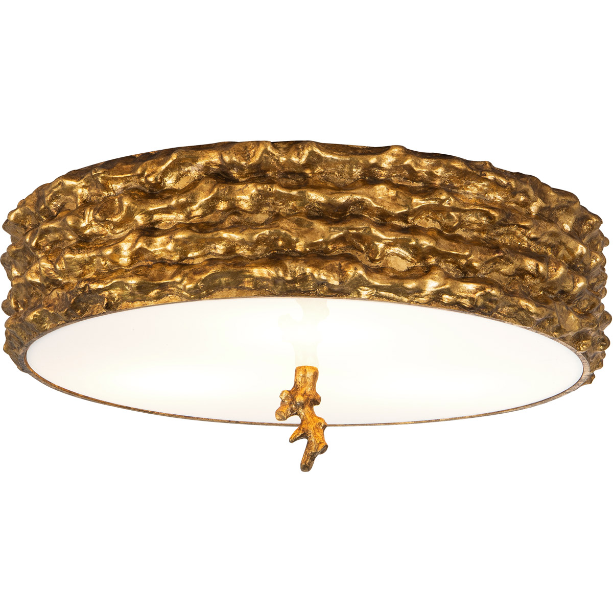 Trellis 3 Light Gold leaf Bath/Flush Mounts Ceiling Light in Gold Leaf with Antique