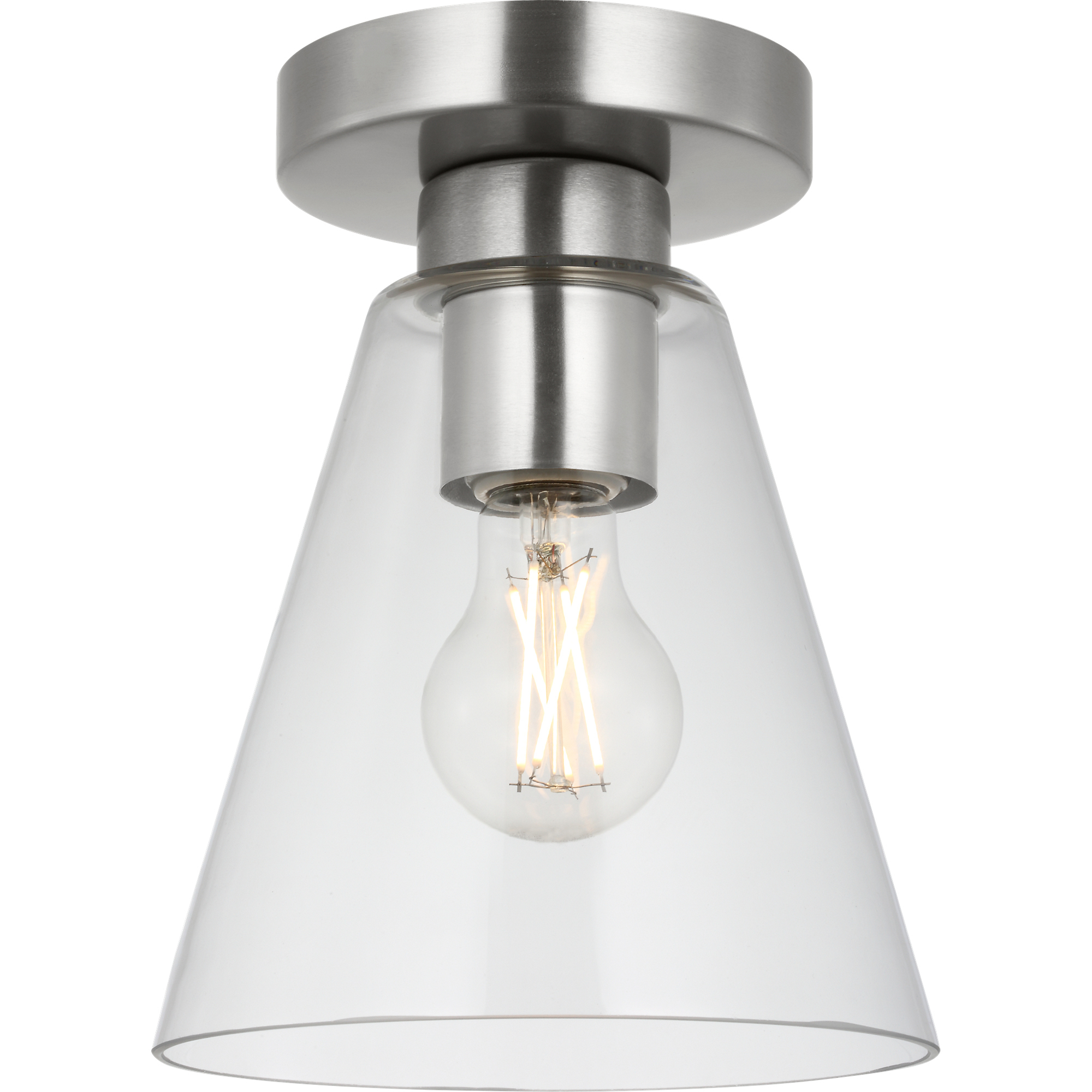 Senda 1 Light 7.13 inch Brushed Nickel Flush Mount Ceiling Light in Clear Glass