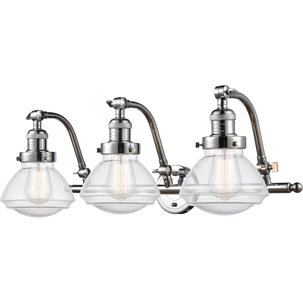 Franklin Restoration Olean LED 29 inch Polished Chrome Bath Vanity Light Wall Light in Seedy Glass, Franklin Restoration
