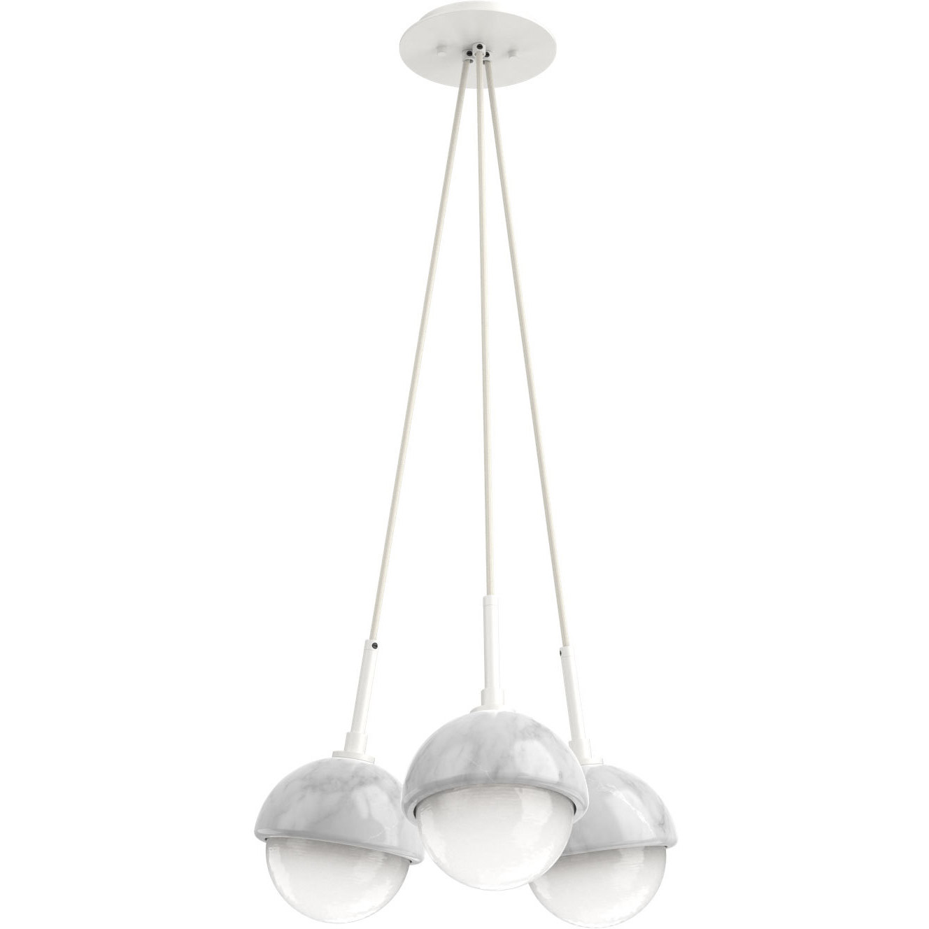 Cabochon LED 13.3 inch Salt White with White Marble Cluster Pendant Ceiling Light in 3000K LED