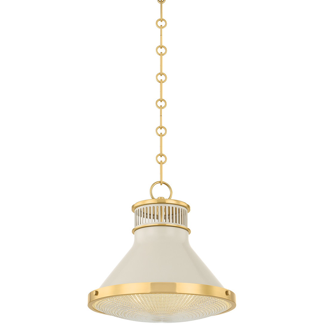 Highclere 1 Light 12.75 inch Aged Brass/Off-White Pendant Ceiling Light