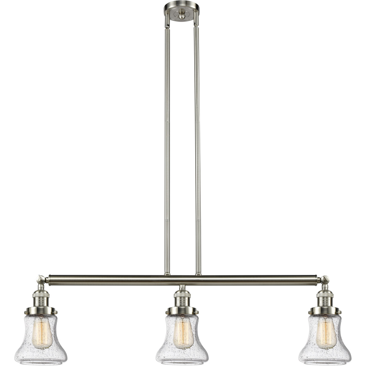 Franklin Restoration Bellmont LED 39 inch Brushed Satin Nickel Island Light Ceiling Light in Seedy Glass, Franklin Restoration