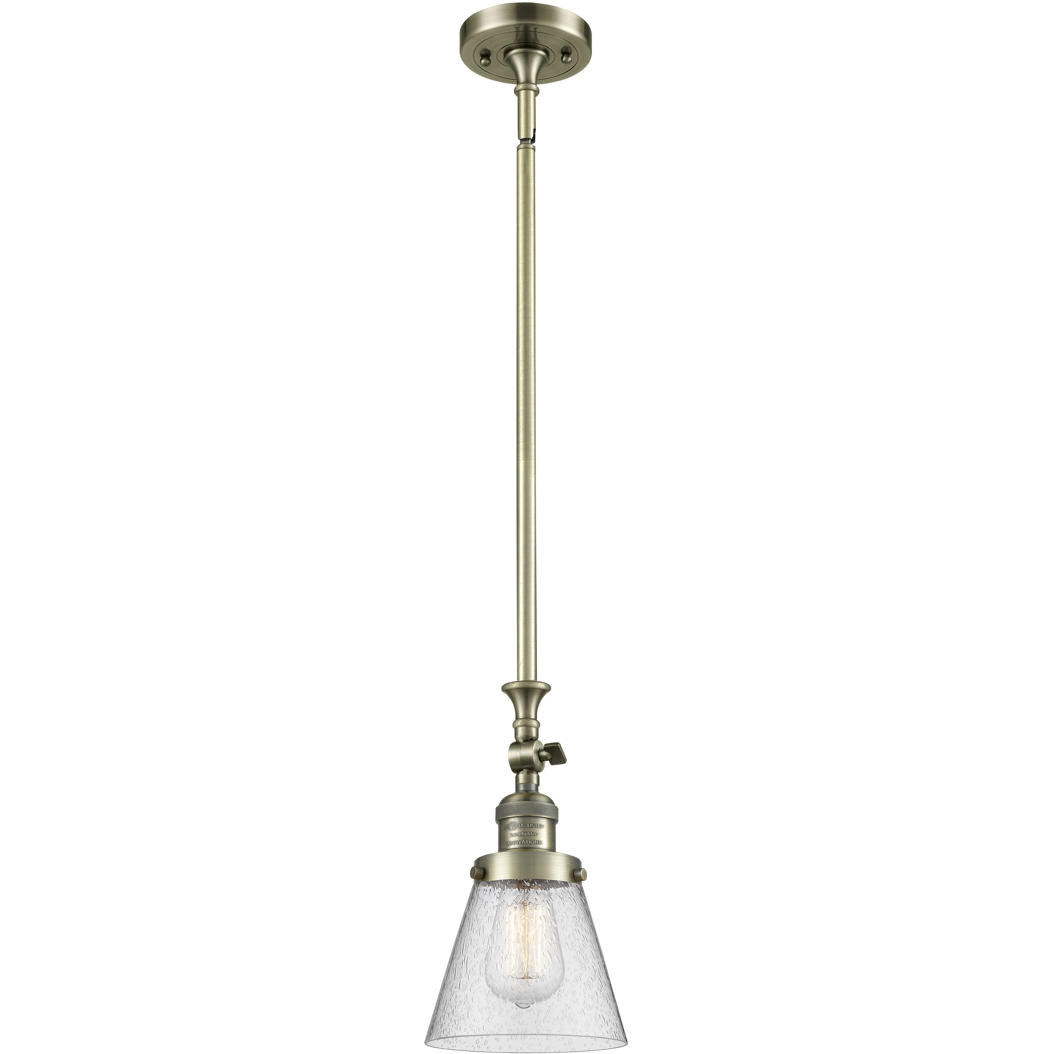Franklin Restoration Cone LED 6 inch Antique Brass Mini Pendant Ceiling Light in Seedy, Franklin Restoration