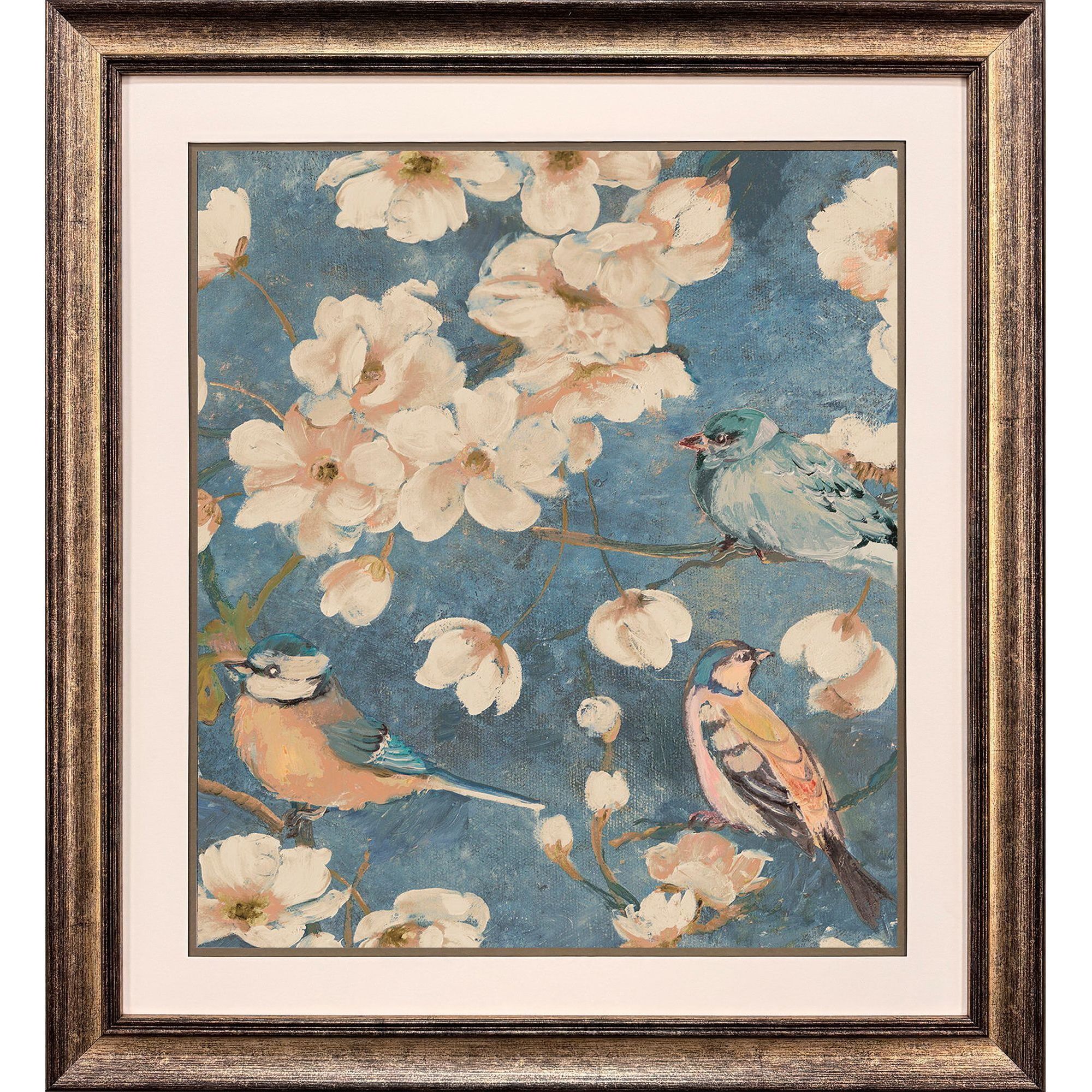 Garden Birds Blue and Brown and Beige and Green Framed Art, Propac
