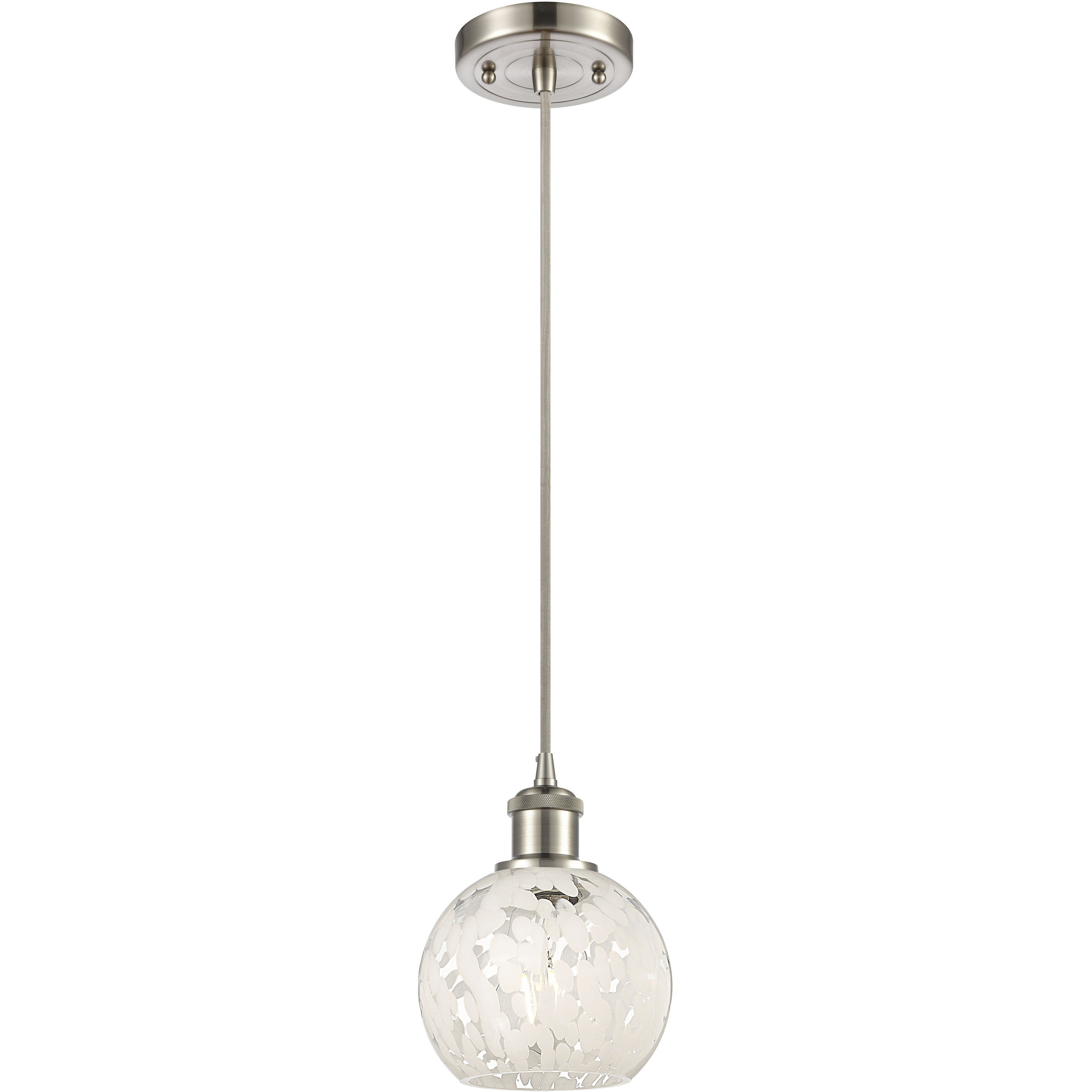 Ballston White Mouchette 1 Light 6 inch Brushed Satin Nickel Cord Hung Mini Pendant Ceiling Light