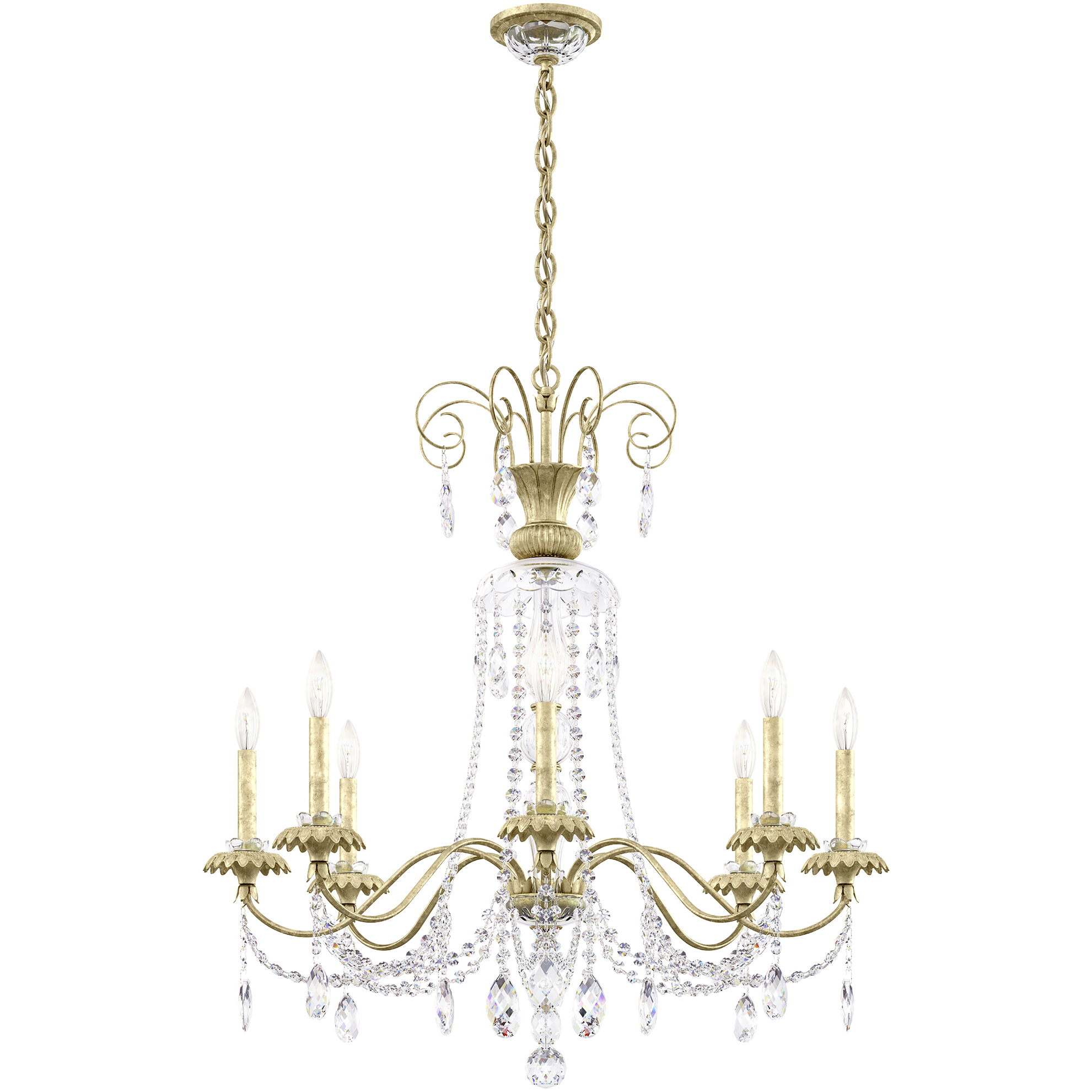 Helenia 8 Light 31.5 inch Heirloom Silver Chandelier Ceiling Light, Adjustable Height