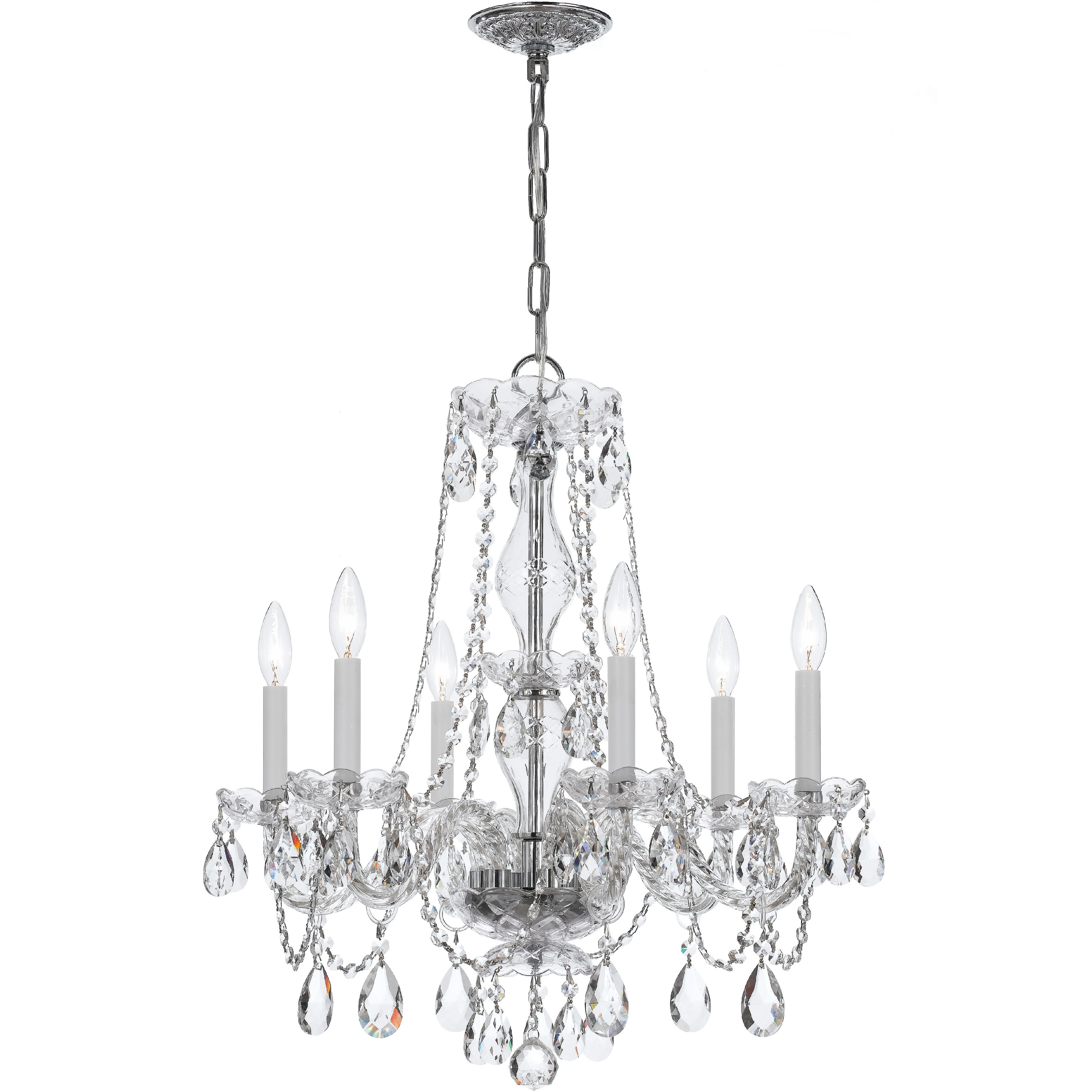 Traditional Crystal 6 Light 23 inch Polished Chrome Chandelier Ceiling Light in Clear Hand Cut