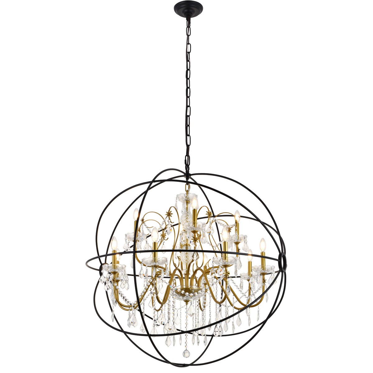 Cordelia 12 Light 43.5 inch Black and Gold Pendant Ceiling Light