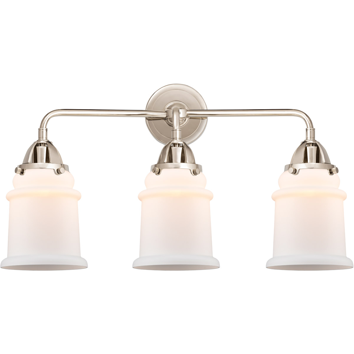Nouveau 2 Canton 3 Light 24 inch Polished Nickel Bath Vanity Light Wall Light in Matte White Glass