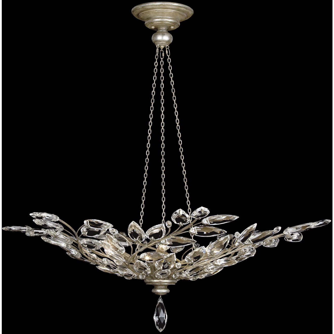 Crystal Laurel 6 Light 47 inch Silver Pendant Ceiling Light