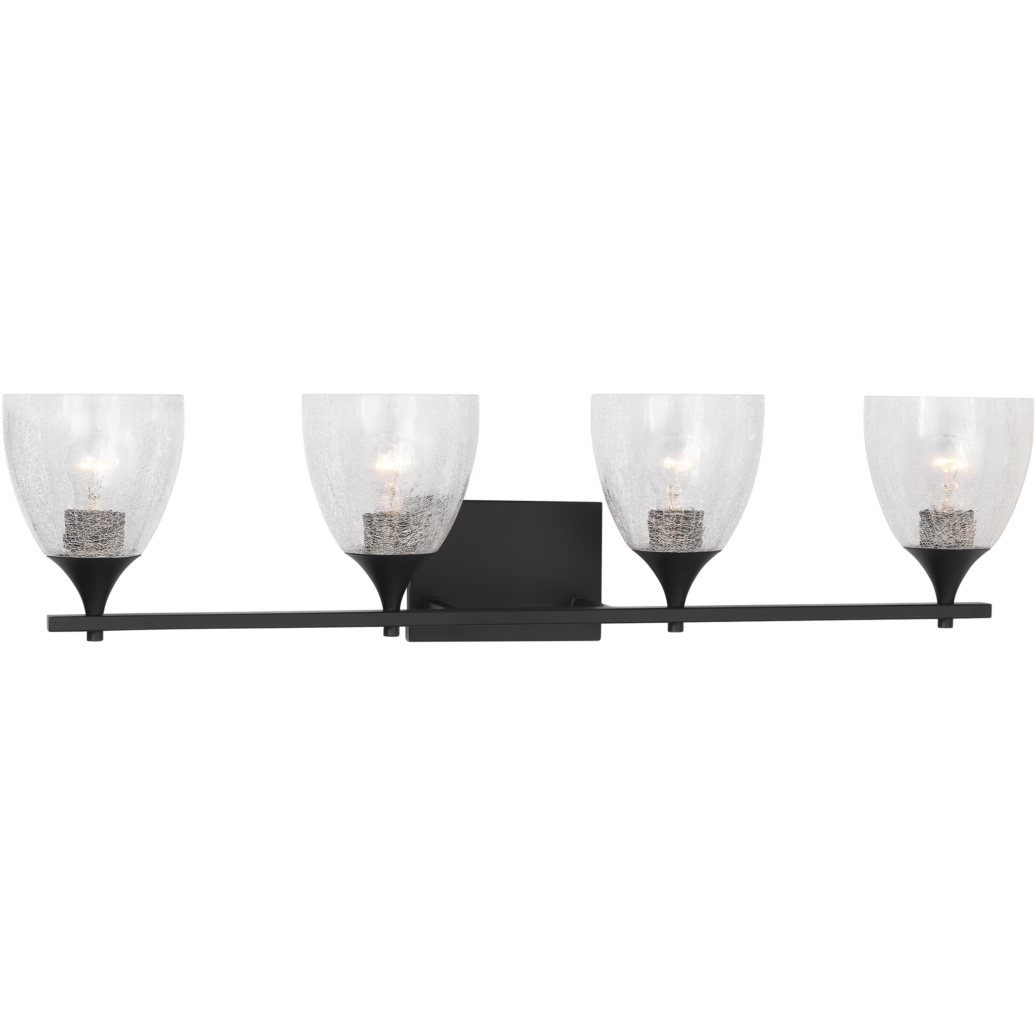 Drew & Jonathan Toffino 4 Light 36 inch Midnight Black Vanity Light Wall Light in Clear Crackle Glass