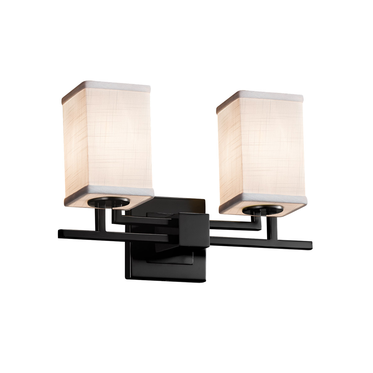 Textile LED 16 inch Matte Black Vanity Light Wall Light in 1400 Lm LED, White, Square with Flat Rim