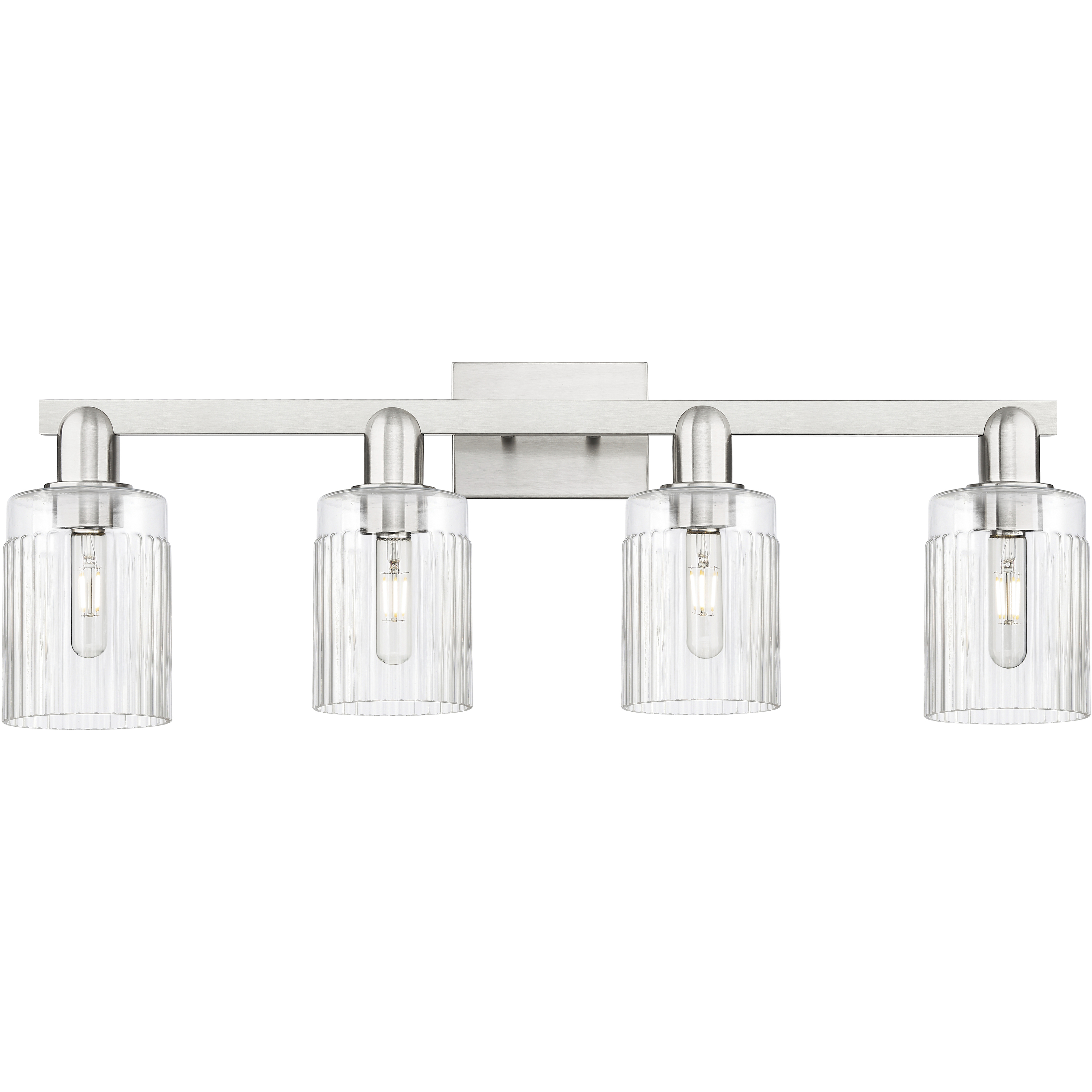 Arcadia Hadley 4 Light 31.5 inch Brushed Satin Nickel Bath Vanity Light Wall Light in Clear
