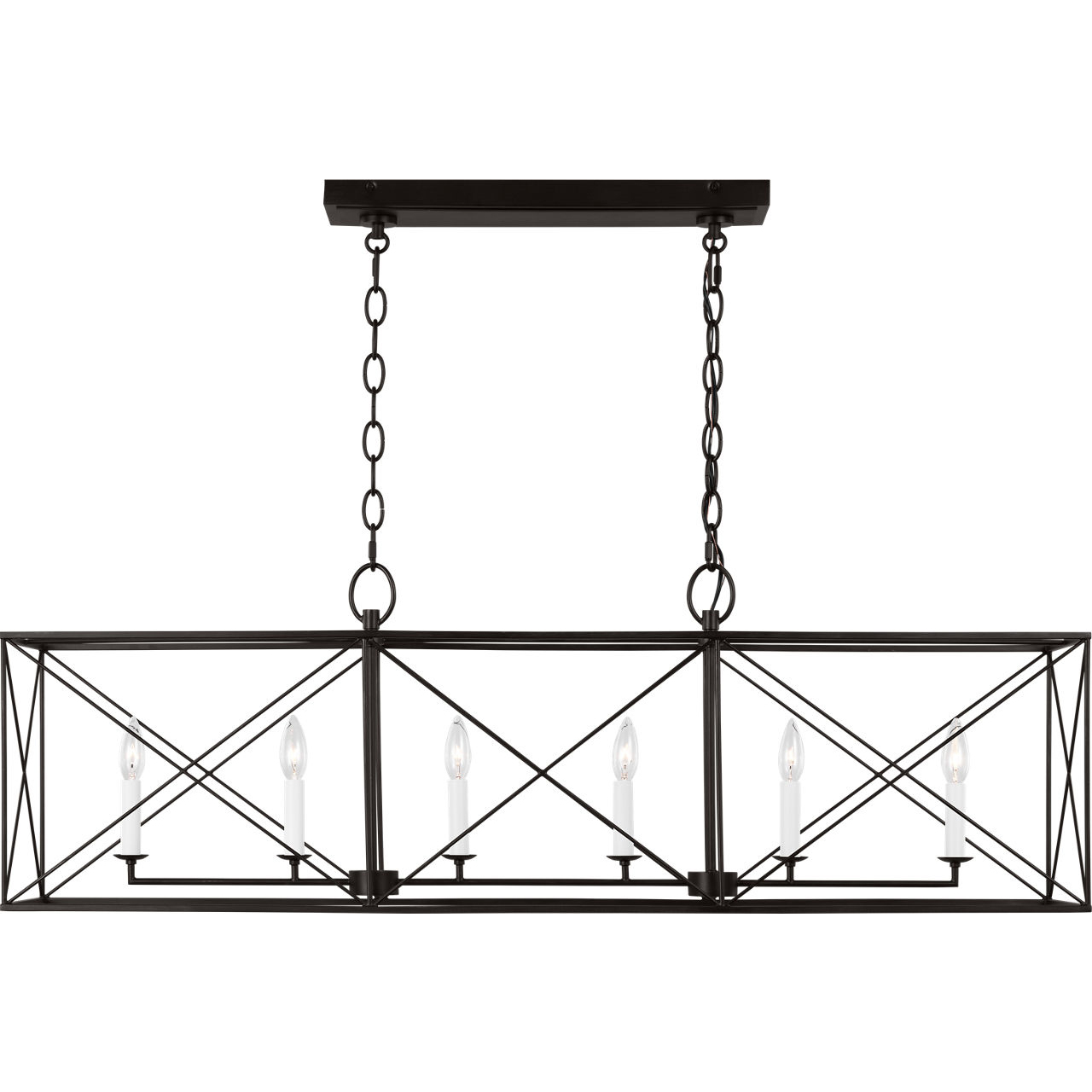 C&M by Chapman & Myers Beatrix 6 Light 46 inch Aged Iron Linear Lantern Pendant Ceiling Light