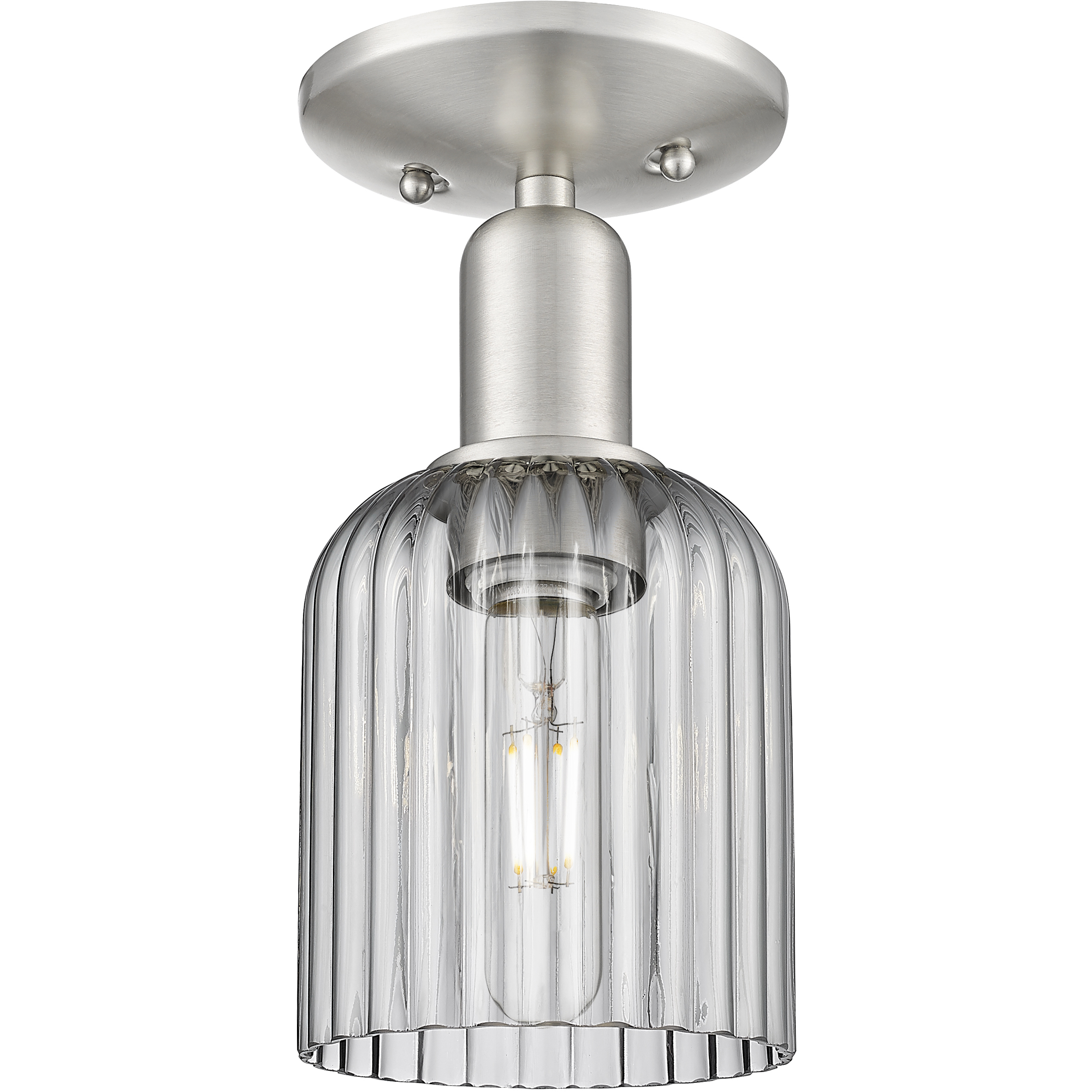 Bridal Veil 1 Light 5 inch Brushed Satin Nickel Semi-Flush Mount Ceiling Light in Light Smoke Glass