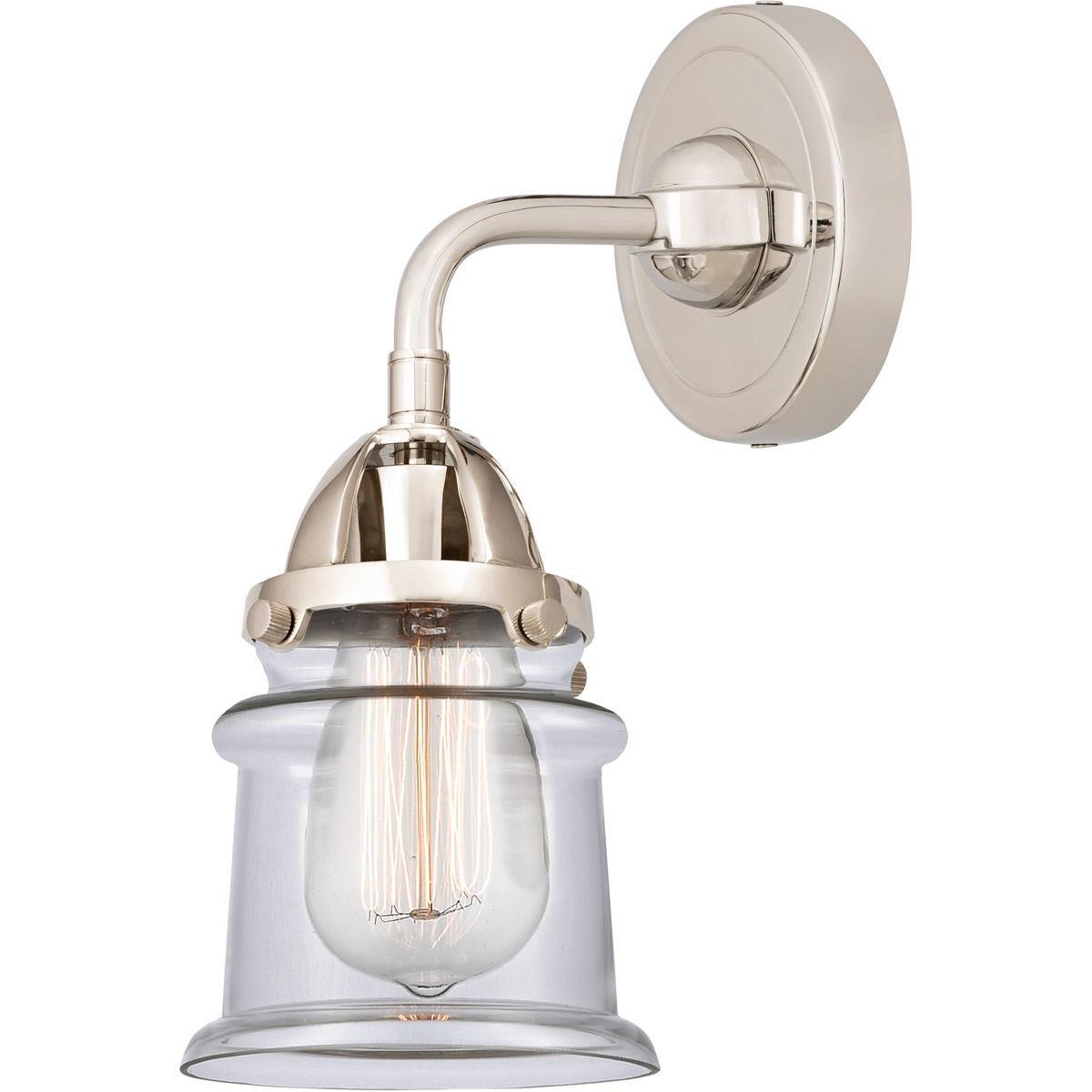 Nouveau 2 Small Canton LED 5.25 inch Polished Nickel Sconce Wall Light in Clear Glass