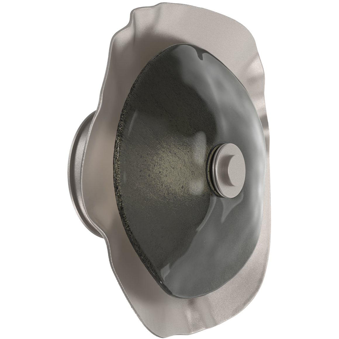 Cumulus LED 14 inch Beige Silver with Smoke Granite Glass Disc Surface Mount Light Ceiling Light, Medium