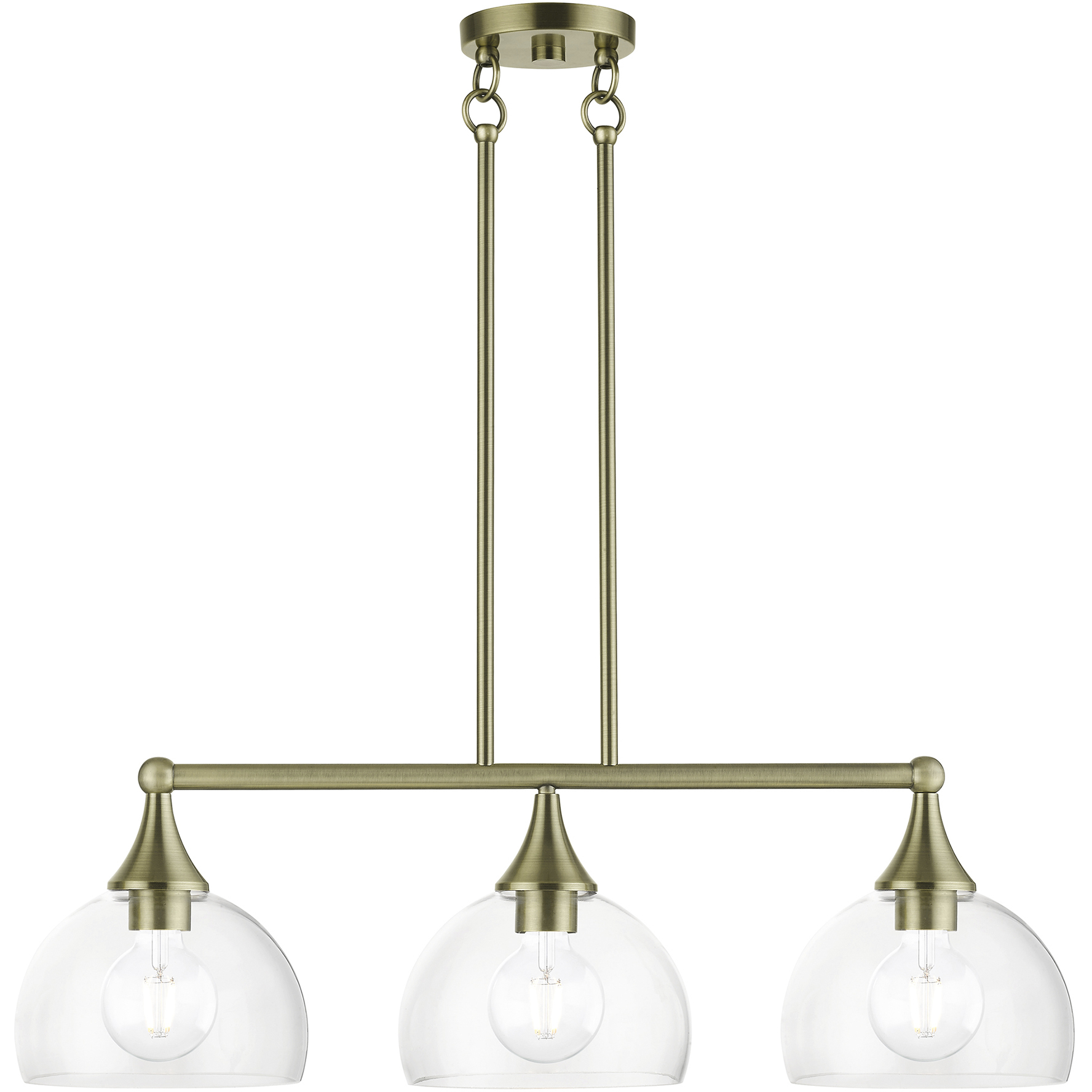 Glendon 3 Light 30 inch Antique Brass Linear Chandelier Ceiling Light