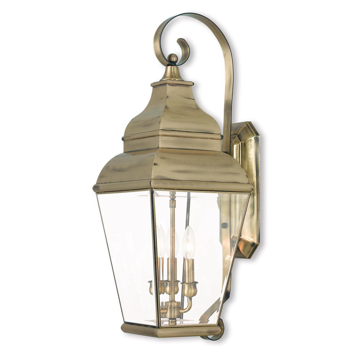 Exeter 3 Light 28 inch Antique Brass Large Outdoor Wall Lantern