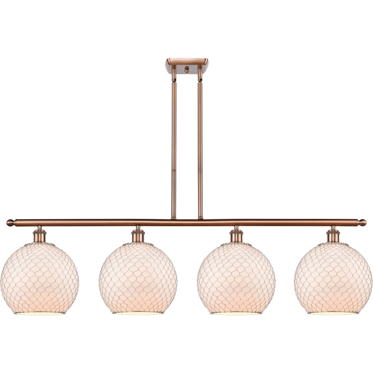 Ballston Large Farmhouse Chicken Wire LED 48 inch Antique Copper Island Light Ceiling Light, Ballston