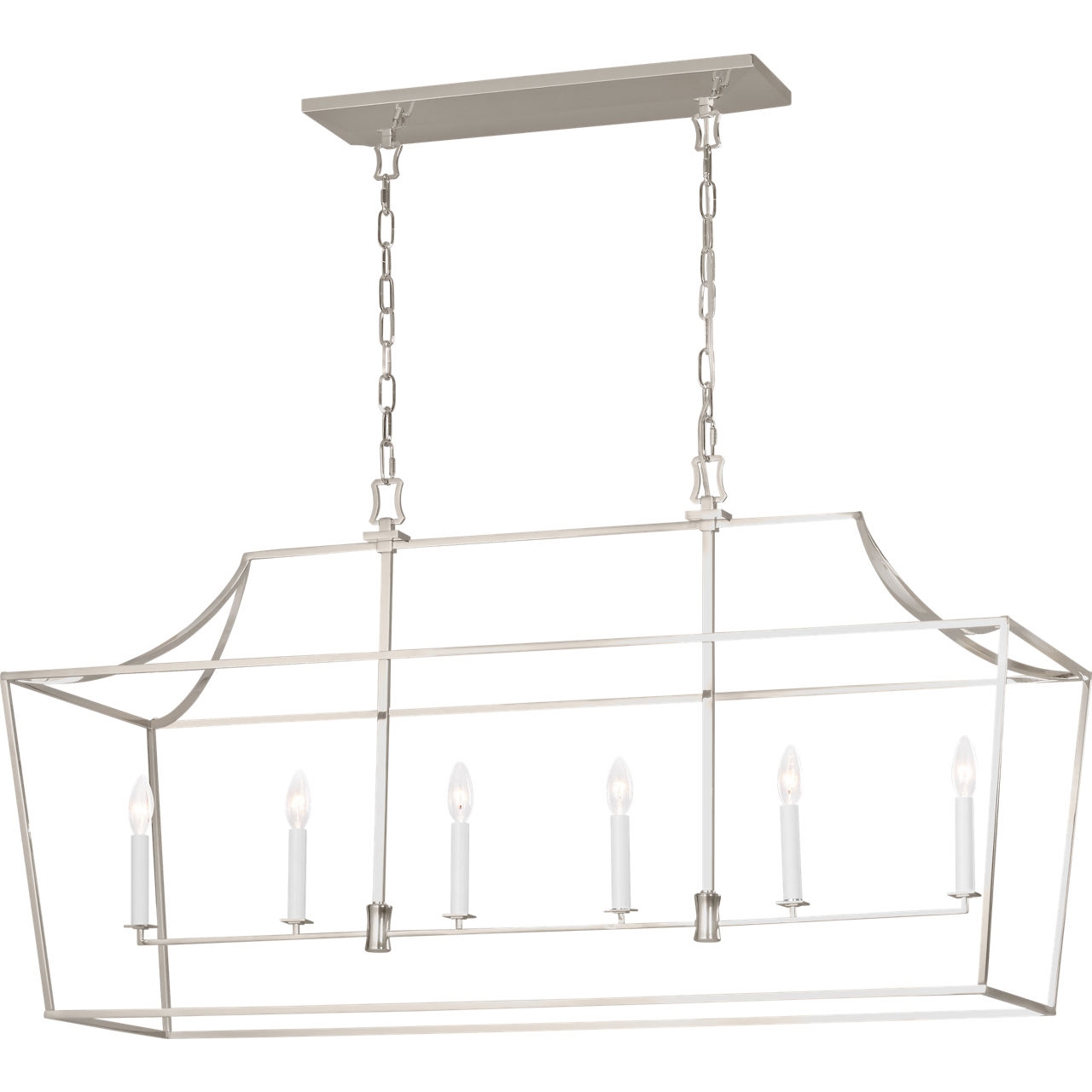 C&M by Chapman & Myers Southold 6 Light 48 inch Polished Nickel Hanging Linear Lantern Ceiling Light