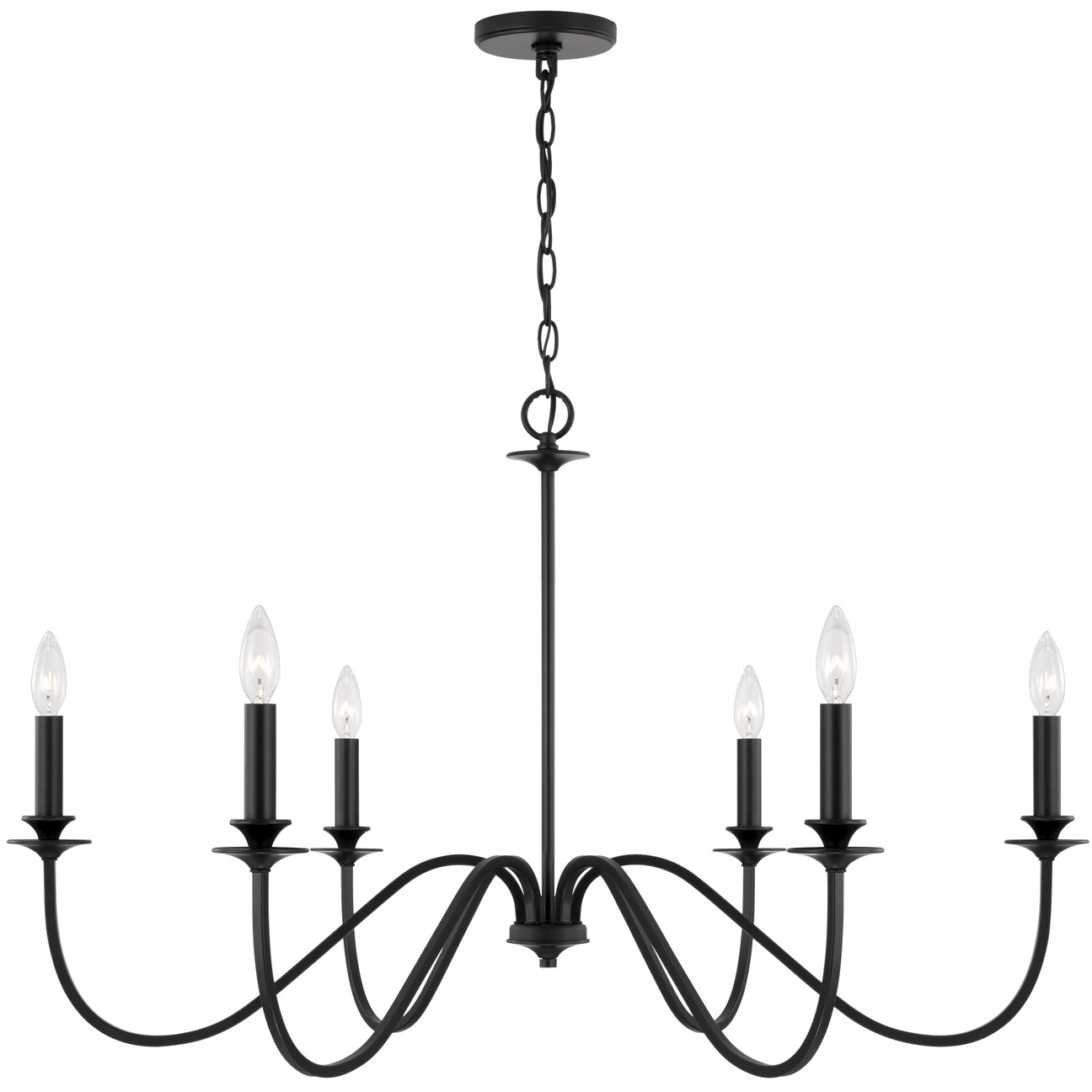 Weston 6 Light 38 inch Matte Black Chandelier Ceiling Light