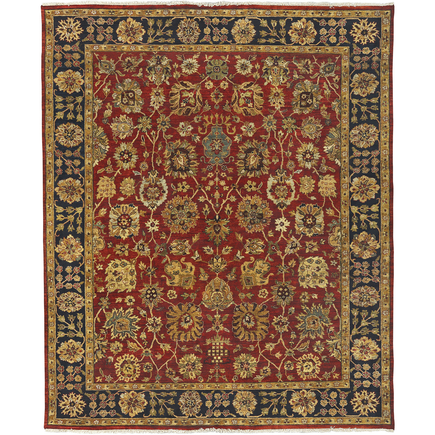 Bursa 36 X 24 inch Black / Rust / Mustard / Medium Gray Handmade Rug