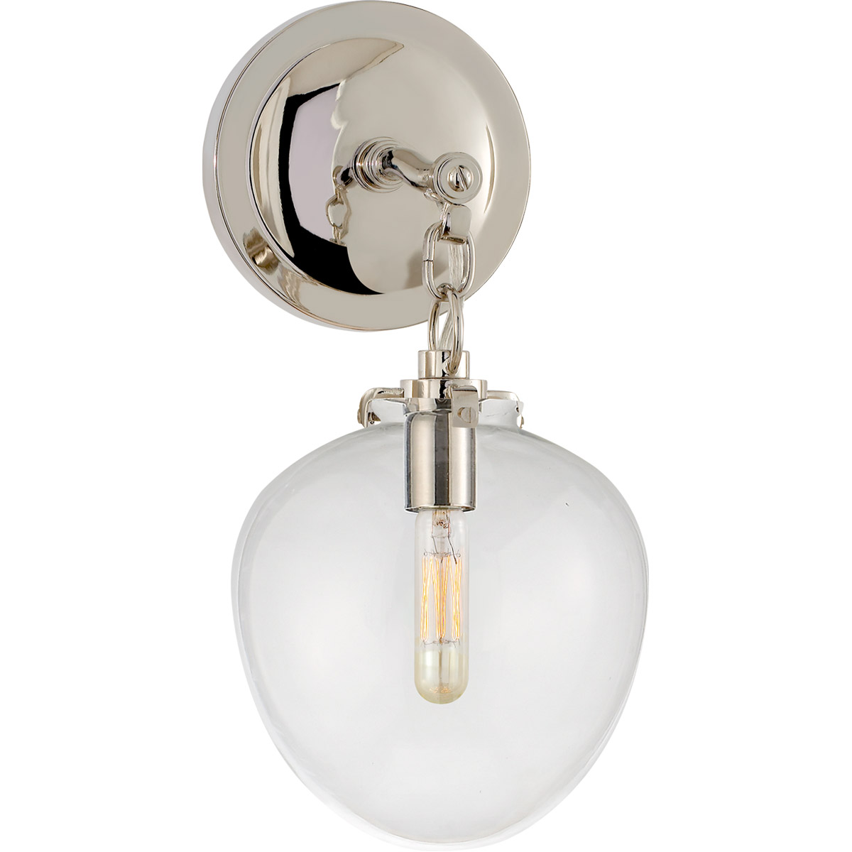 Thomas O'Brien Katie2 1 Light 6.5 inch Polished Nickel Acorn Bath Sconce Wall Light in Clear Glass, Small