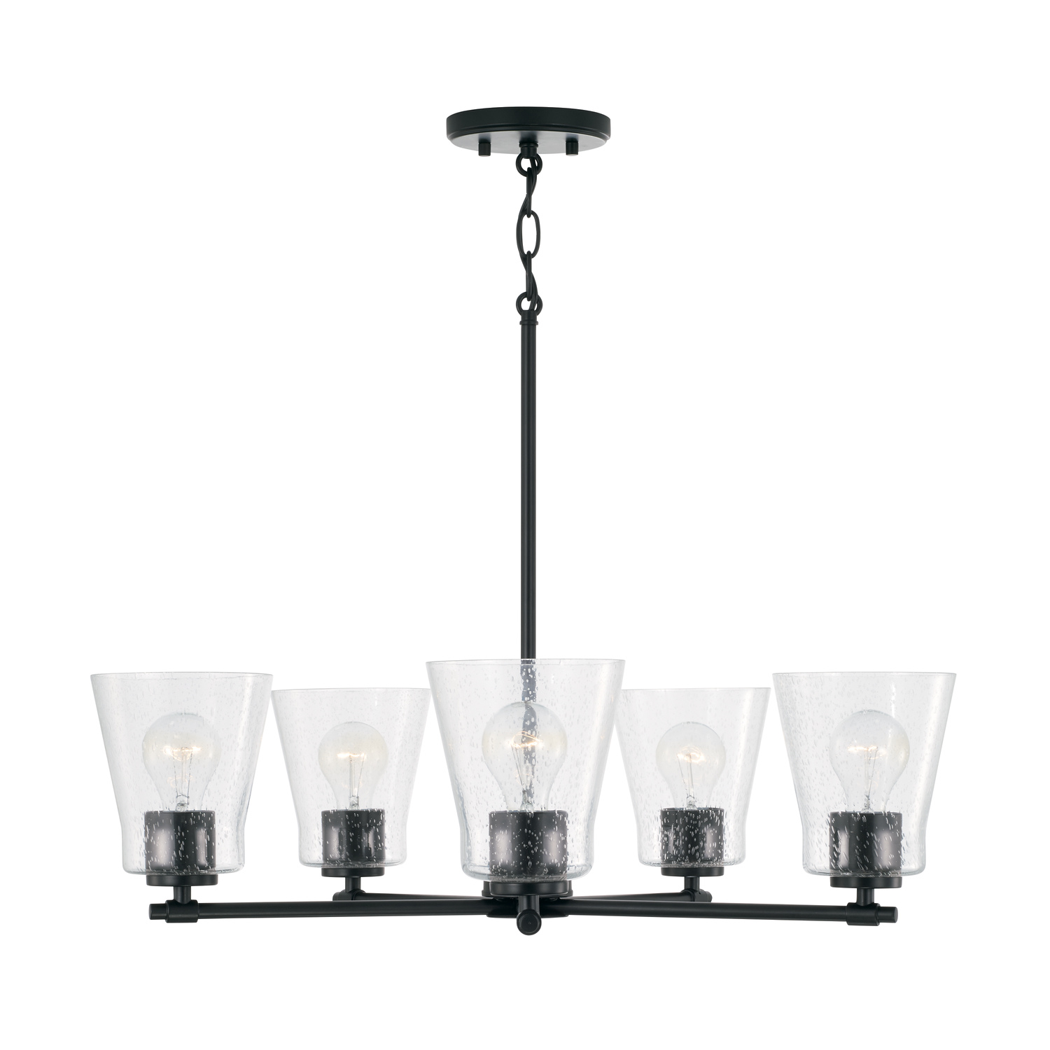 Baker 5 Light 27 inch Matte Black Chandelier Ceiling Light