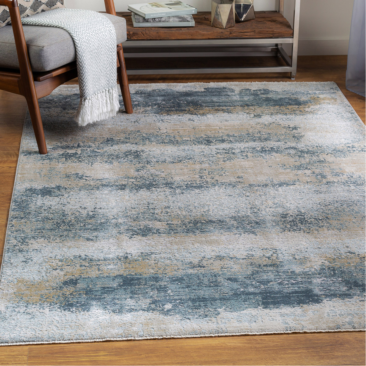 Bremen 123 X 94 inch Sage/Taupe/Light Gray/White/Pale Blue/Olive/Navy Rug, 8ft x 10ft
