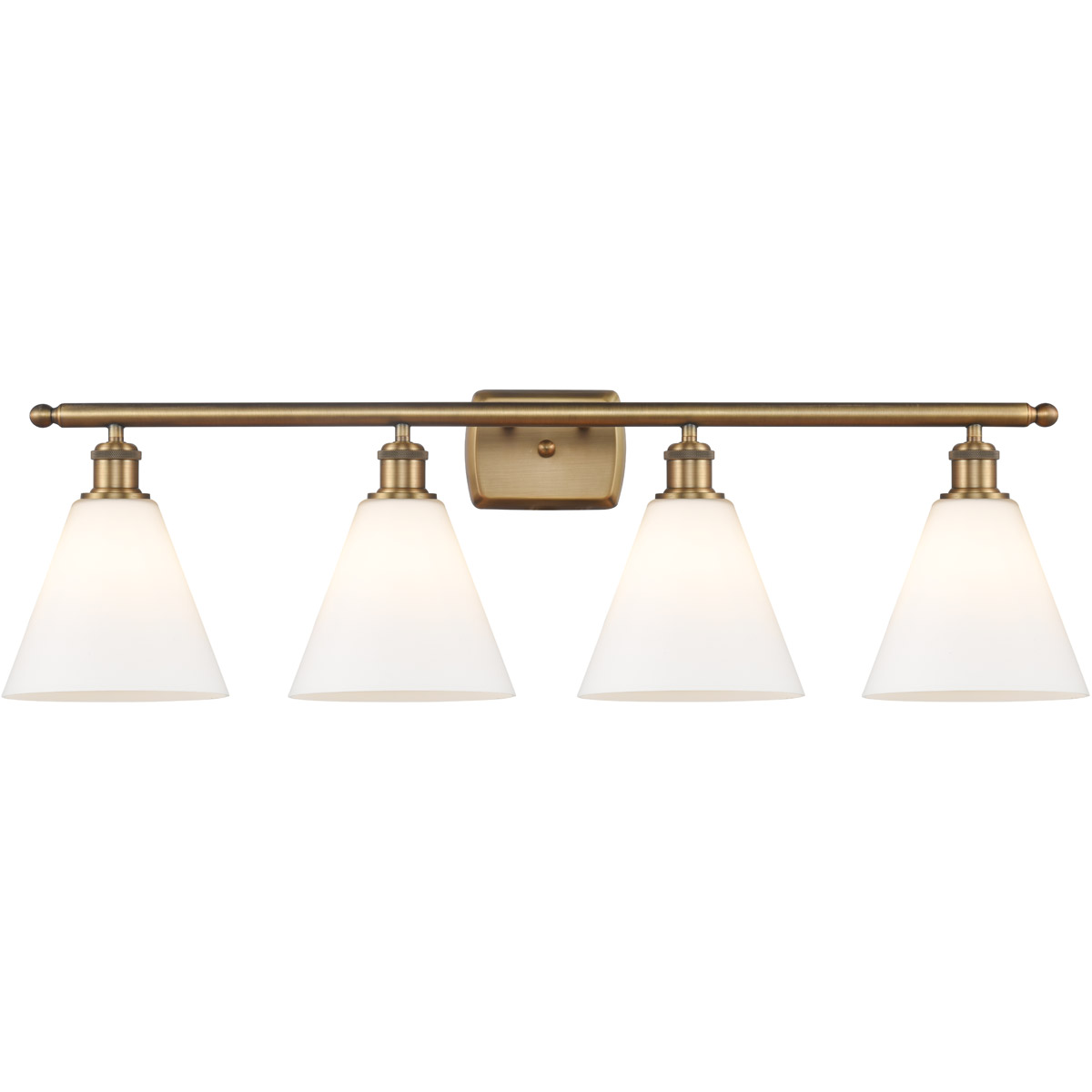 Ballston Ballston Cone 4 Light 38 inch Brushed Brass Bath Vanity Light Wall Light in Matte White Glass