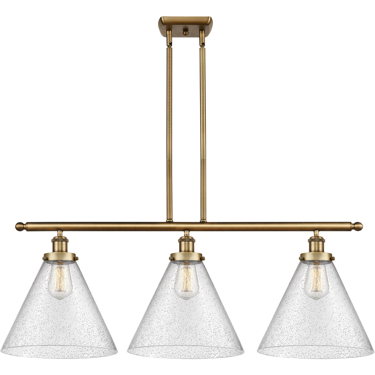 Ballston X-Large Cone LED 36 inch Brushed Brass Island Light Ceiling Light in Seedy Glass